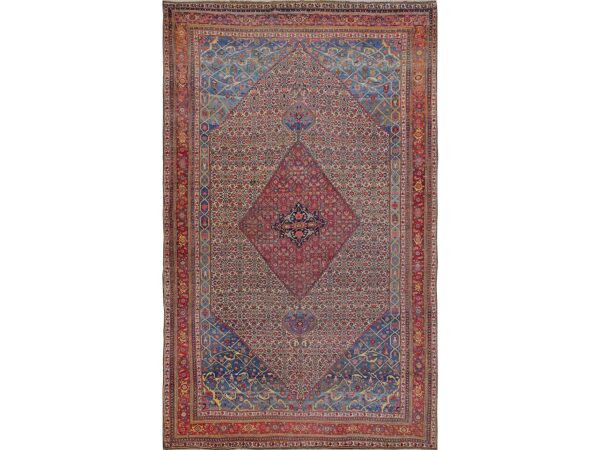 11'6"x18'10" Peach Color, Antique Persian Bidjar, Good Condition, Clean and Soft, Even Wear, Mansion Size, 100% Wool, Hand Knotted, XL, Oversized, Oriental Rug HR2072