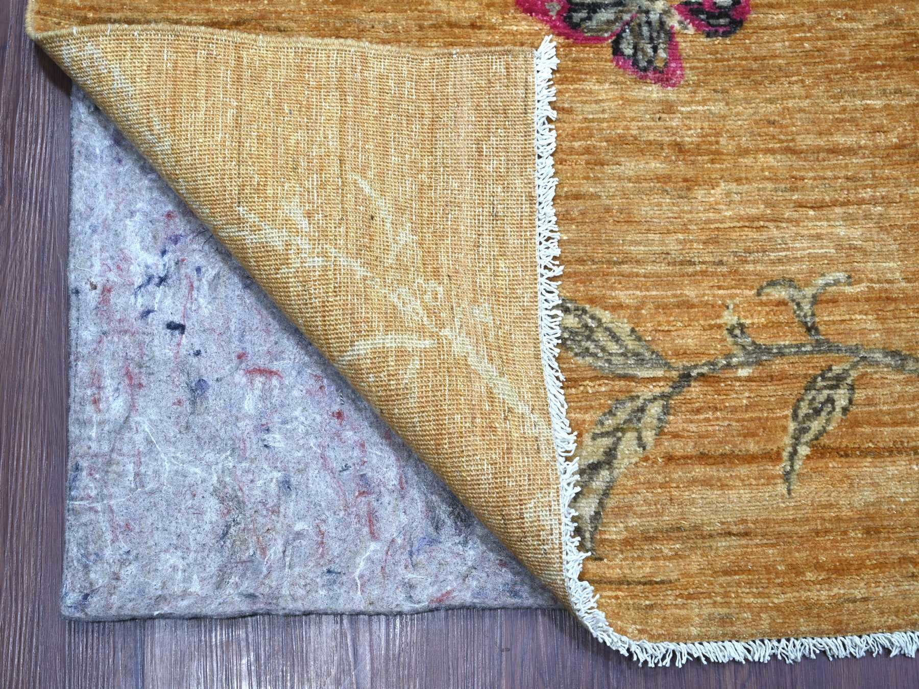 9'x11'10" Copper Brown, Sparrows on the Tree, Peshawar, Densely Woven, High Mountain Wool, Hand Knotted, Soft to the Touch, Oriental Rug HR21113 - Image 4