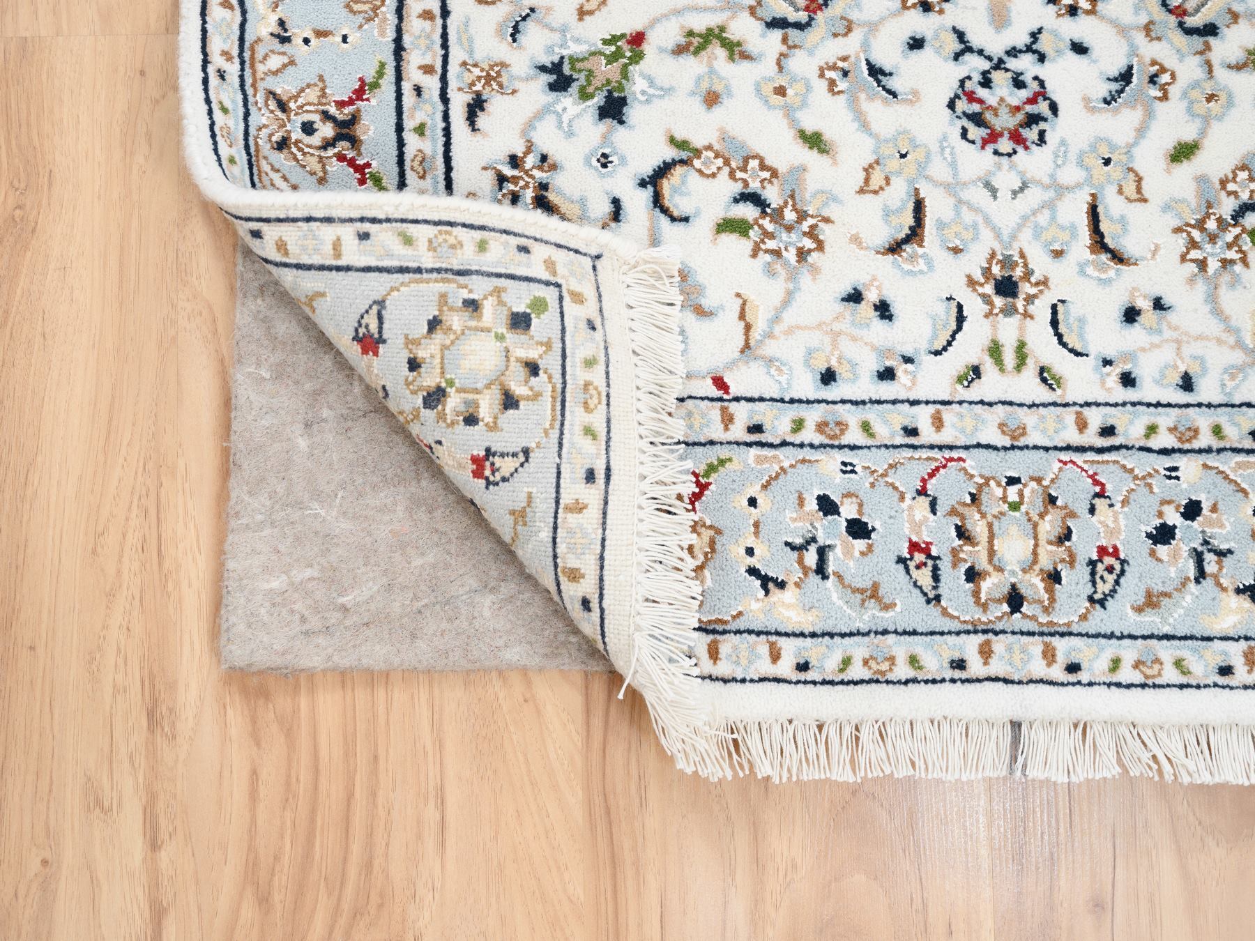 2'8"x10'1" Nain With All Over Flower Design 250 KPSI Wool Hand Knotted Ivory Oriental Runner Rug HR63452 - Image 3