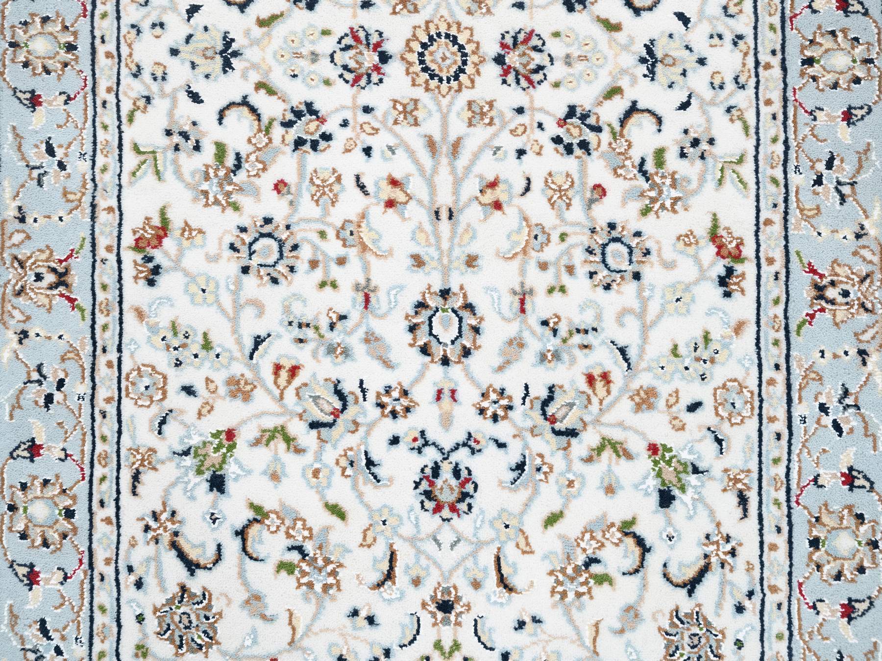 2'8"x10'1" Nain With All Over Flower Design 250 KPSI Wool Hand Knotted Ivory Oriental Runner Rug HR63452 - Image 5