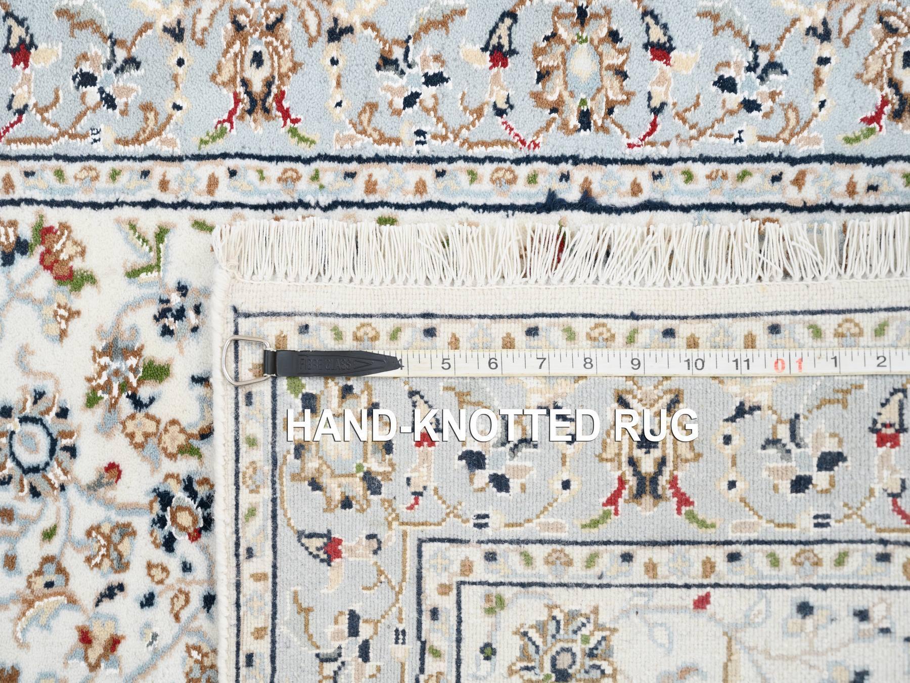 2'8"x10'1" Nain With All Over Flower Design 250 KPSI Wool Hand Knotted Ivory Oriental Runner Rug HR63452 - Image 8