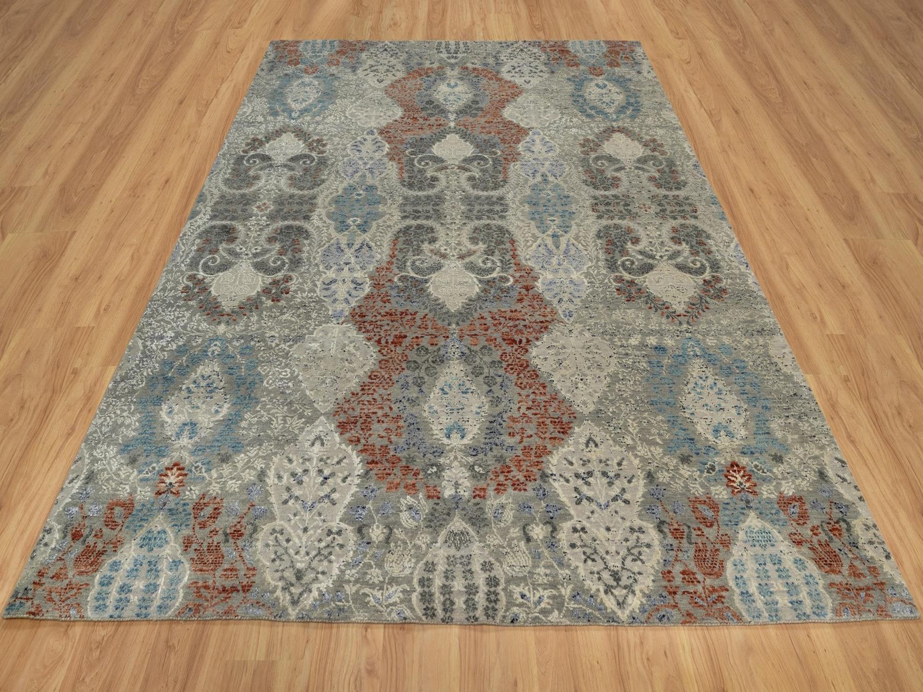 8'x10'2" Agate Gray, Wool and Silk, Jewelry Design, Hand Knotted, Oriental Rug HR91848 - Image 2