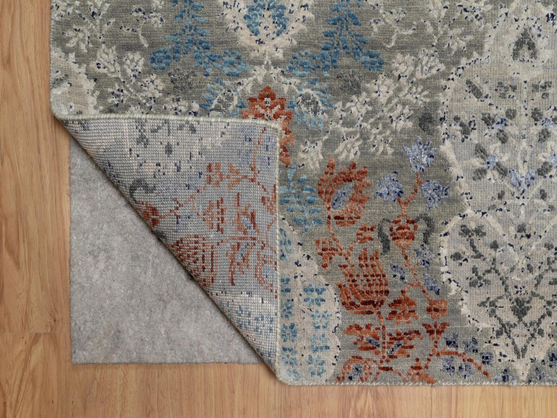 8'x10'2" Agate Gray, Wool and Silk, Jewelry Design, Hand Knotted, Oriental Rug HR91848 - Image 4