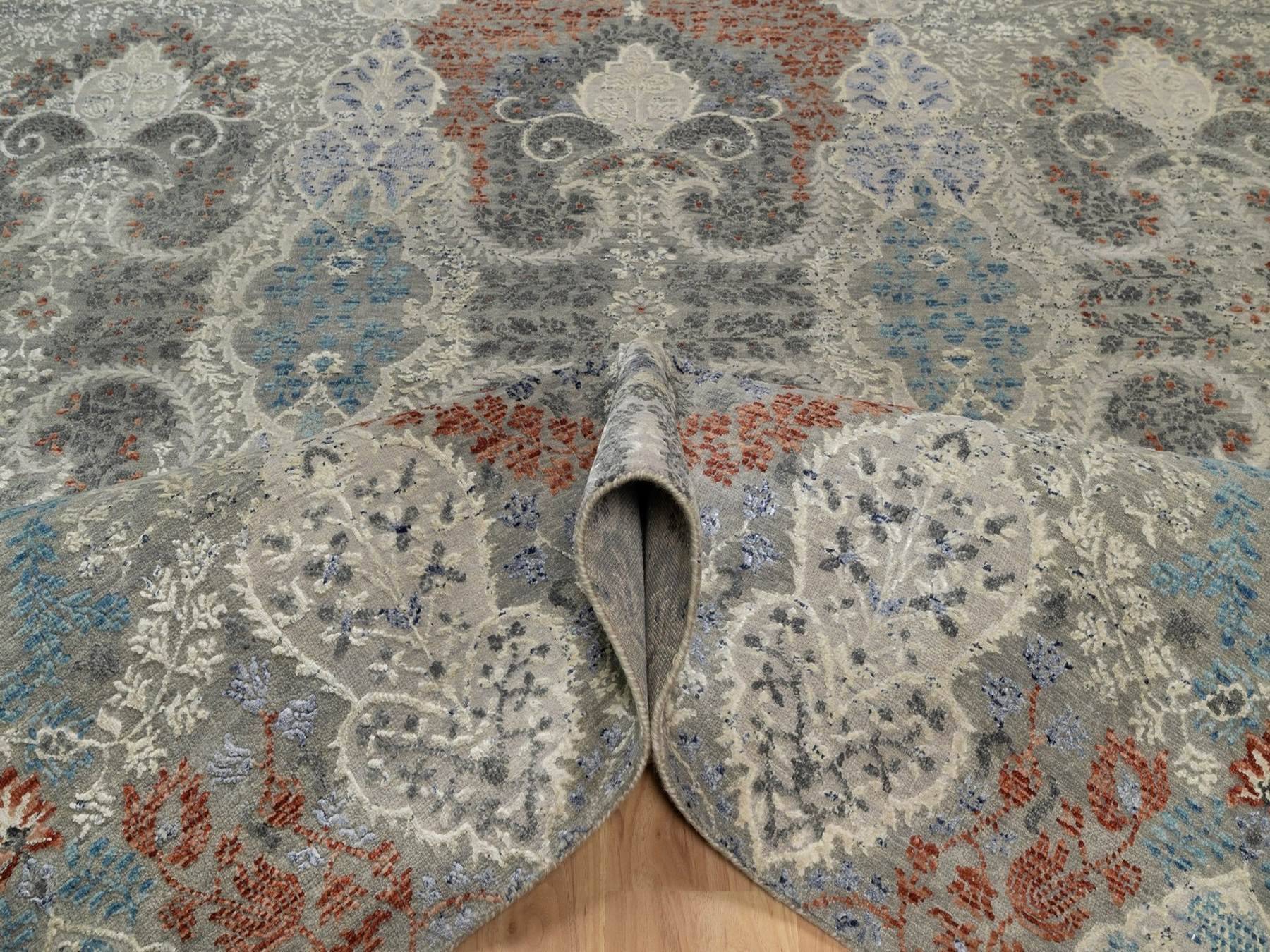 8'x10'2" Agate Gray, Wool and Silk, Jewelry Design, Hand Knotted, Oriental Rug HR91848 - Image 5