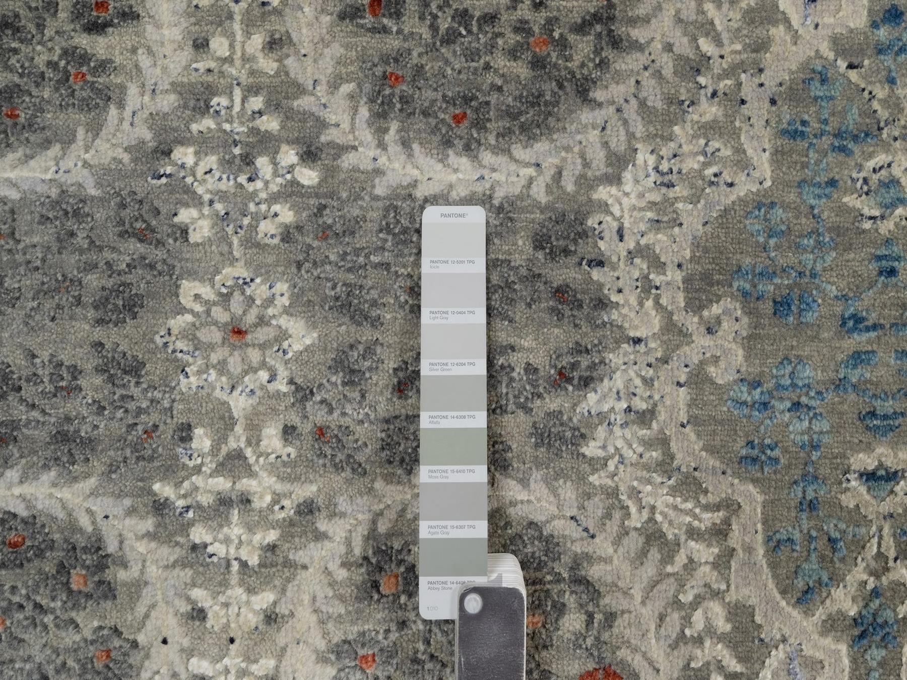 8'x10'2" Agate Gray, Wool and Silk, Jewelry Design, Hand Knotted, Oriental Rug HR91848 - Image 7