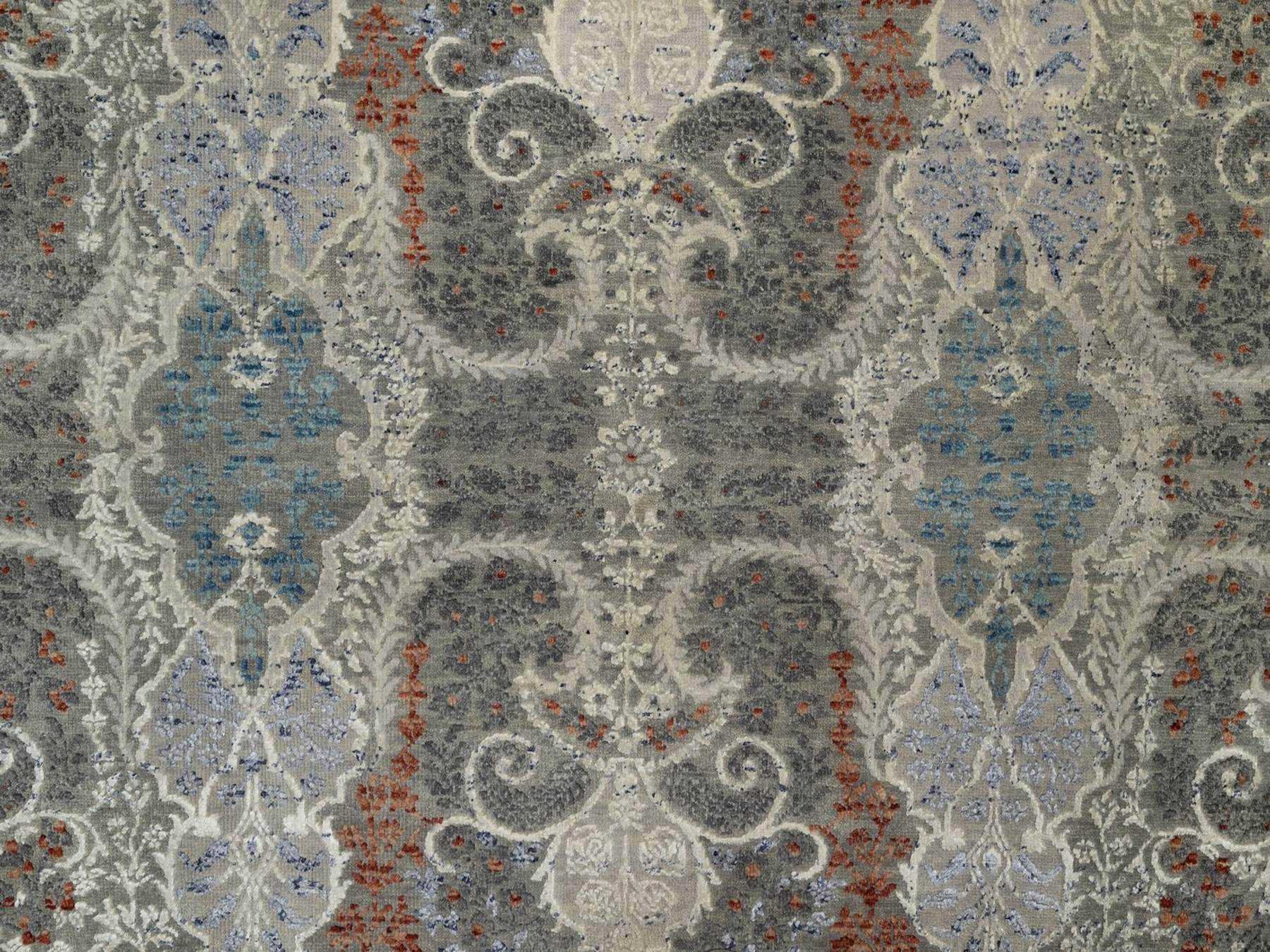 8'x10'2" Agate Gray, Wool and Silk, Jewelry Design, Hand Knotted, Oriental Rug HR91848 - Image 8