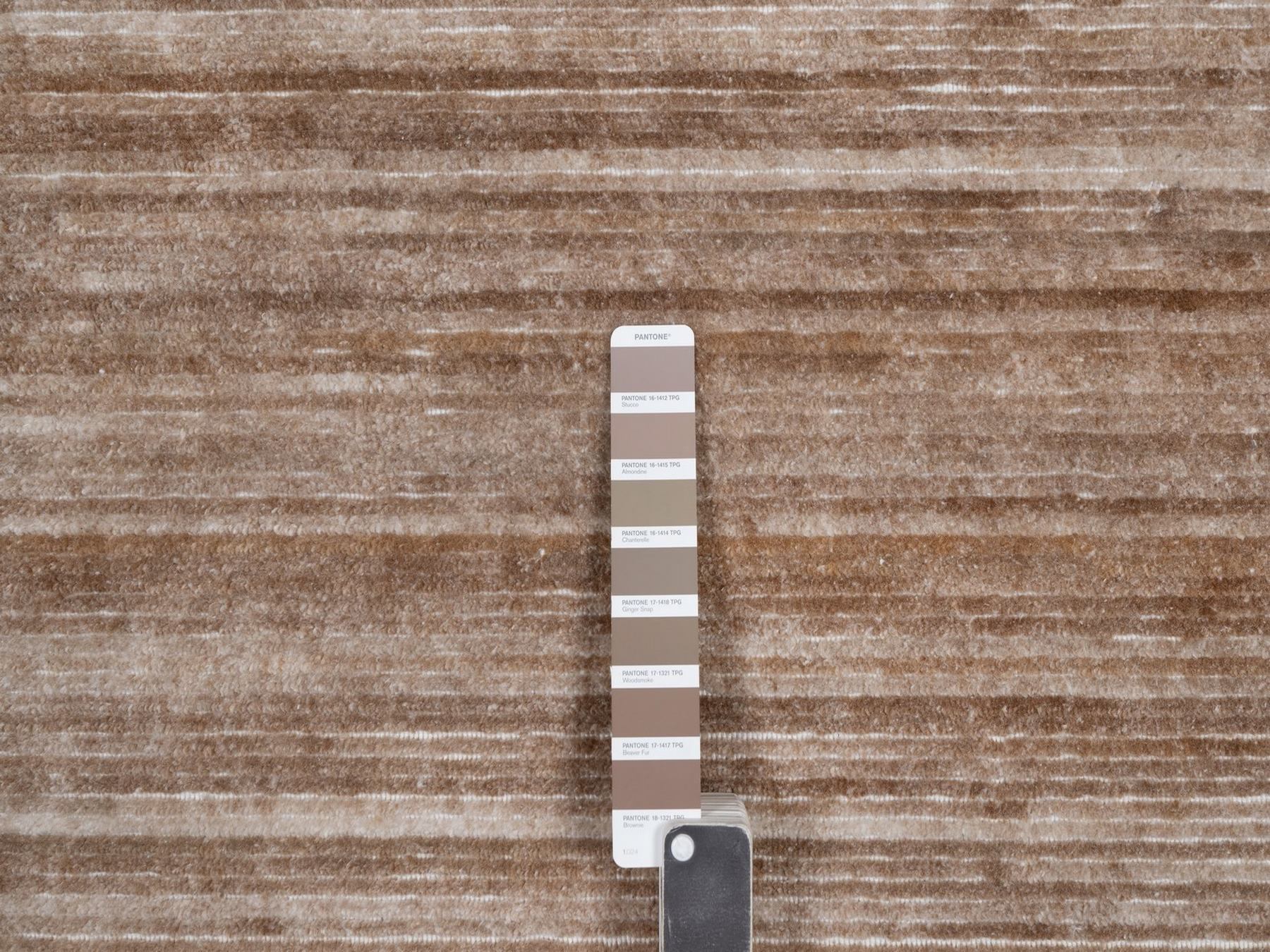 9'1"x12'1" Coconut Brown, Hand Loomed, Thick and Plush, Variegated Textured Modern Design, Indoor, Outdoor, Oriental Rug HR91869 - Image 7