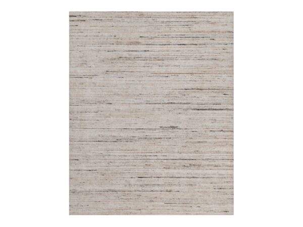 8'1"x10'1" Swan White, Thick and Plush, Variegated Textured Modern Design, Indoor, Outdoor, Hand Loomed, Oriental Rug HR91871