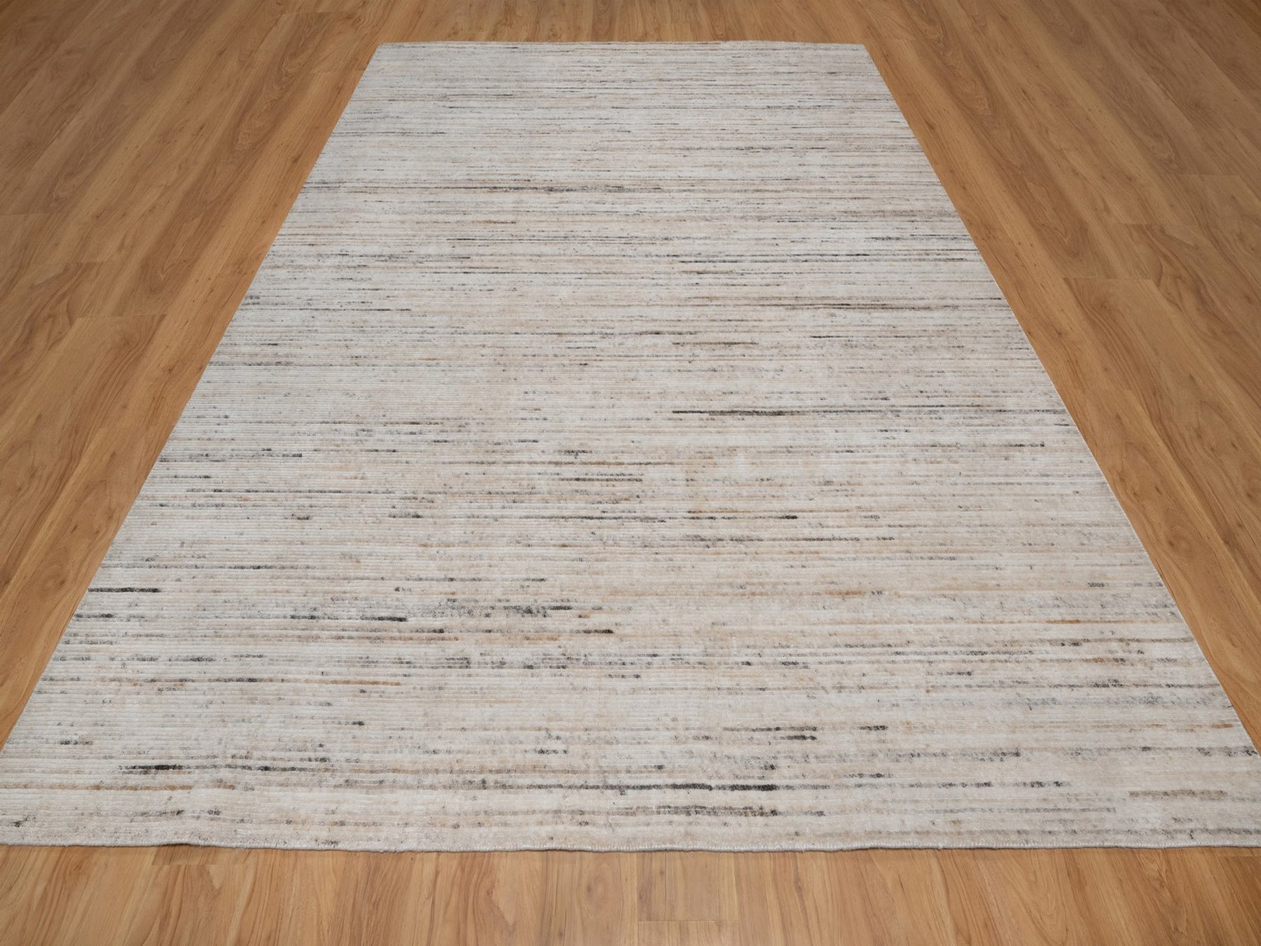 9'1"x12' Parchment White, Variegated Textured Modern Design, Indoor, Outdoor, Thick and Plush, Hand Loomed, Oriental Rug HR91873 - Image 2
