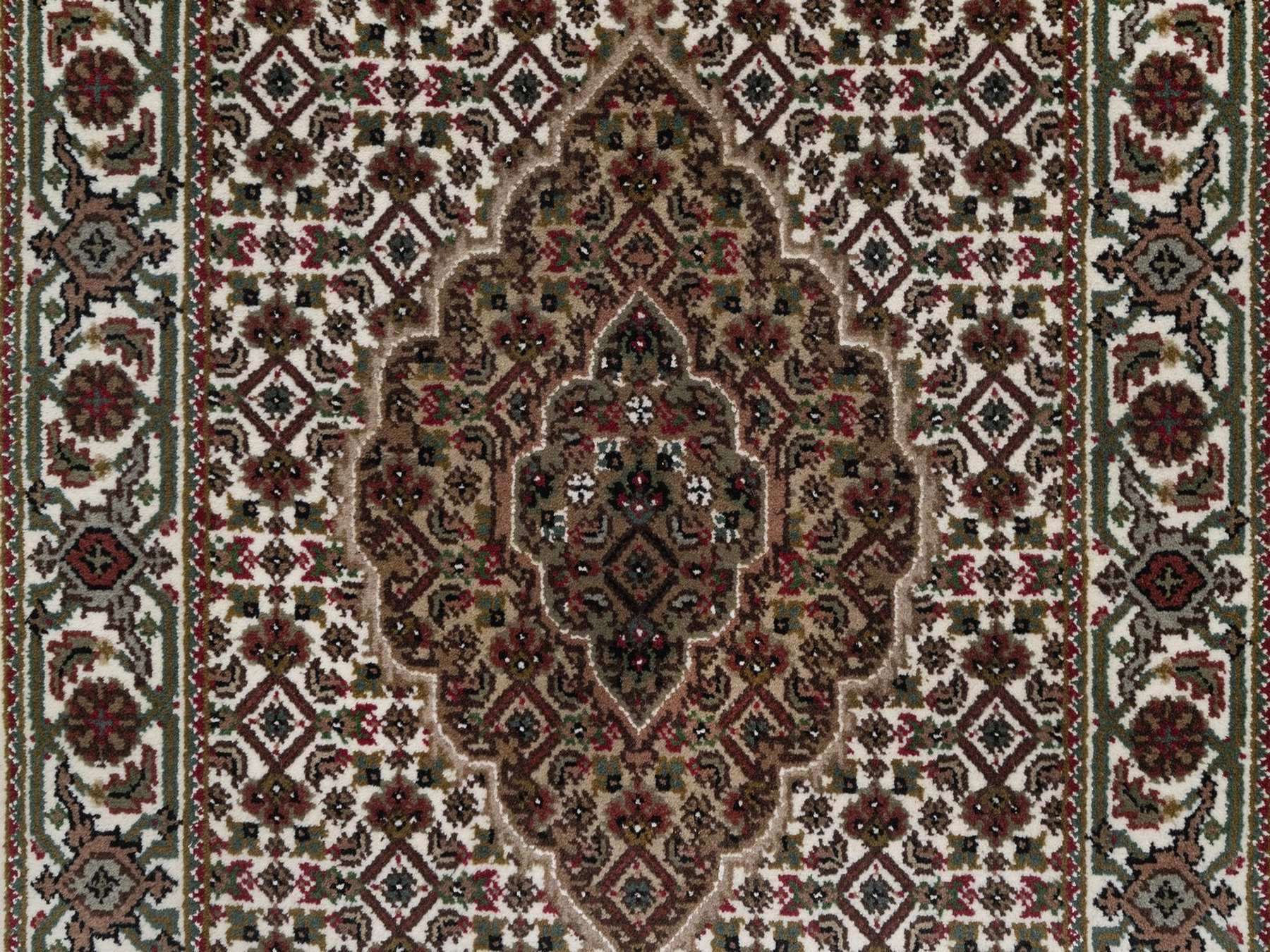 2'7"x21'2" Swan White, Tabriz Mahi with Fish Medallion Design, 100% Wool, Hand Knotted, 175 KPSI, XL Runner, Oriental Rug HR91980 - Image 5