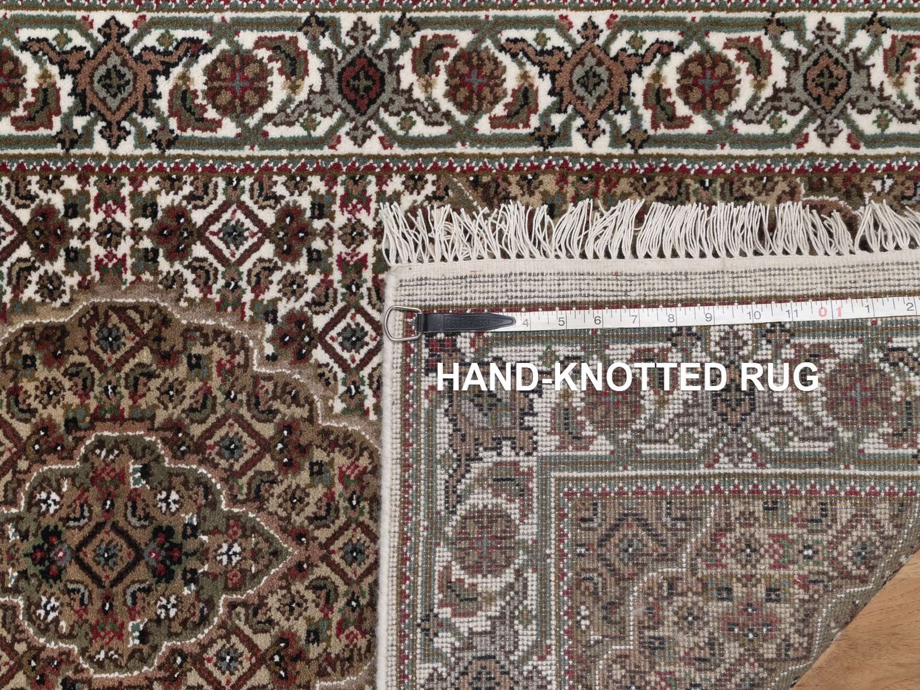 2'7"x21'2" Swan White, Tabriz Mahi with Fish Medallion Design, 100% Wool, Hand Knotted, 175 KPSI, XL Runner, Oriental Rug HR91980 - Image 8