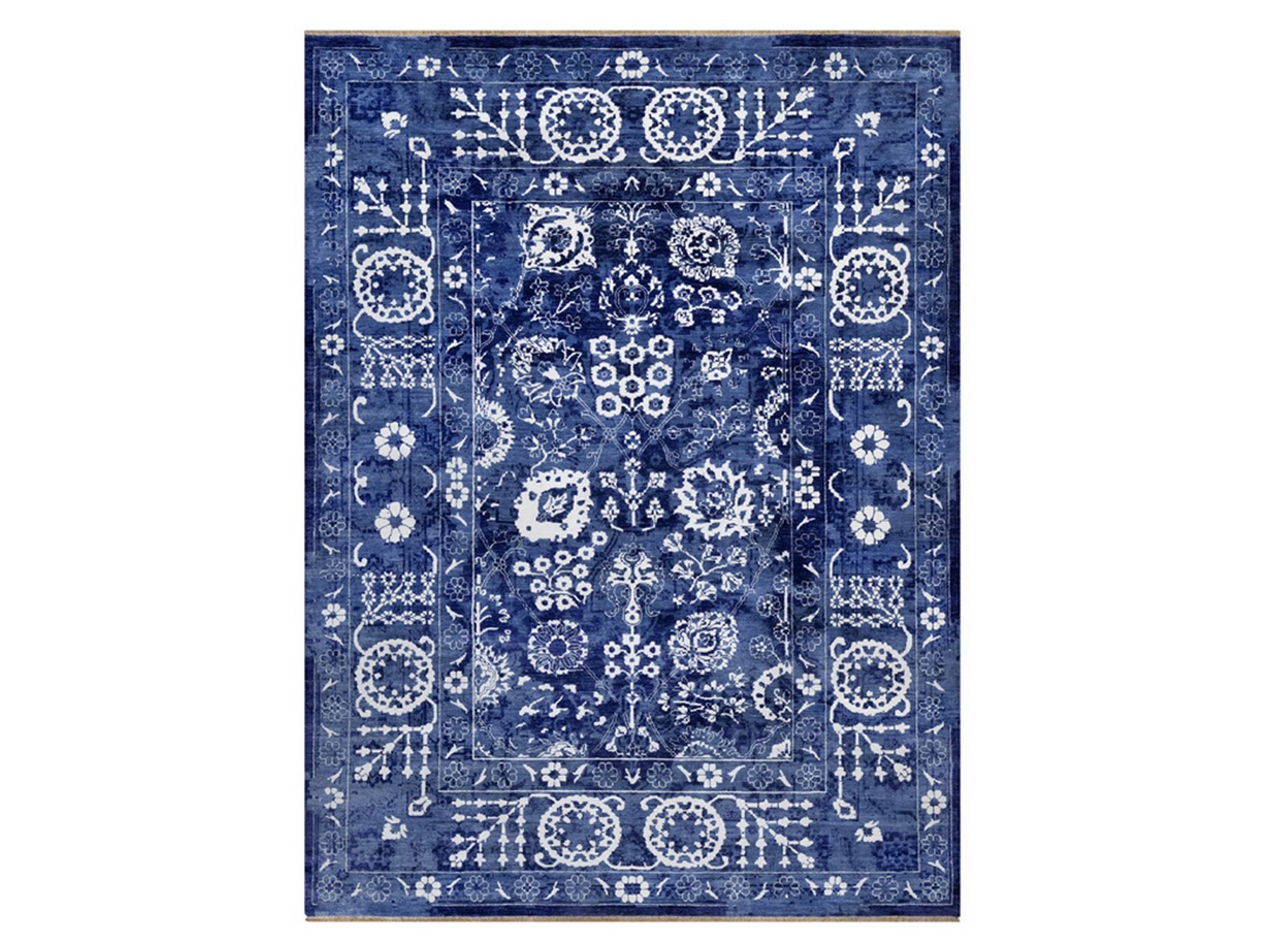 9'x12'1" Nova Blue, Tone on Tone, Tabriz with All Over Leaf Design, Hand Knotted, Lush and Plush, Wool and Silk, Oriental Rug HR92021