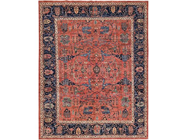 8'x10'4" Summer Fig Red, Aryana Grade, Bijar Garus Design, Vegetable Dyes, Soft Pile, High Mountain Wool, Hand Knotted, Densely Woven, Oriental Rug HR1045
