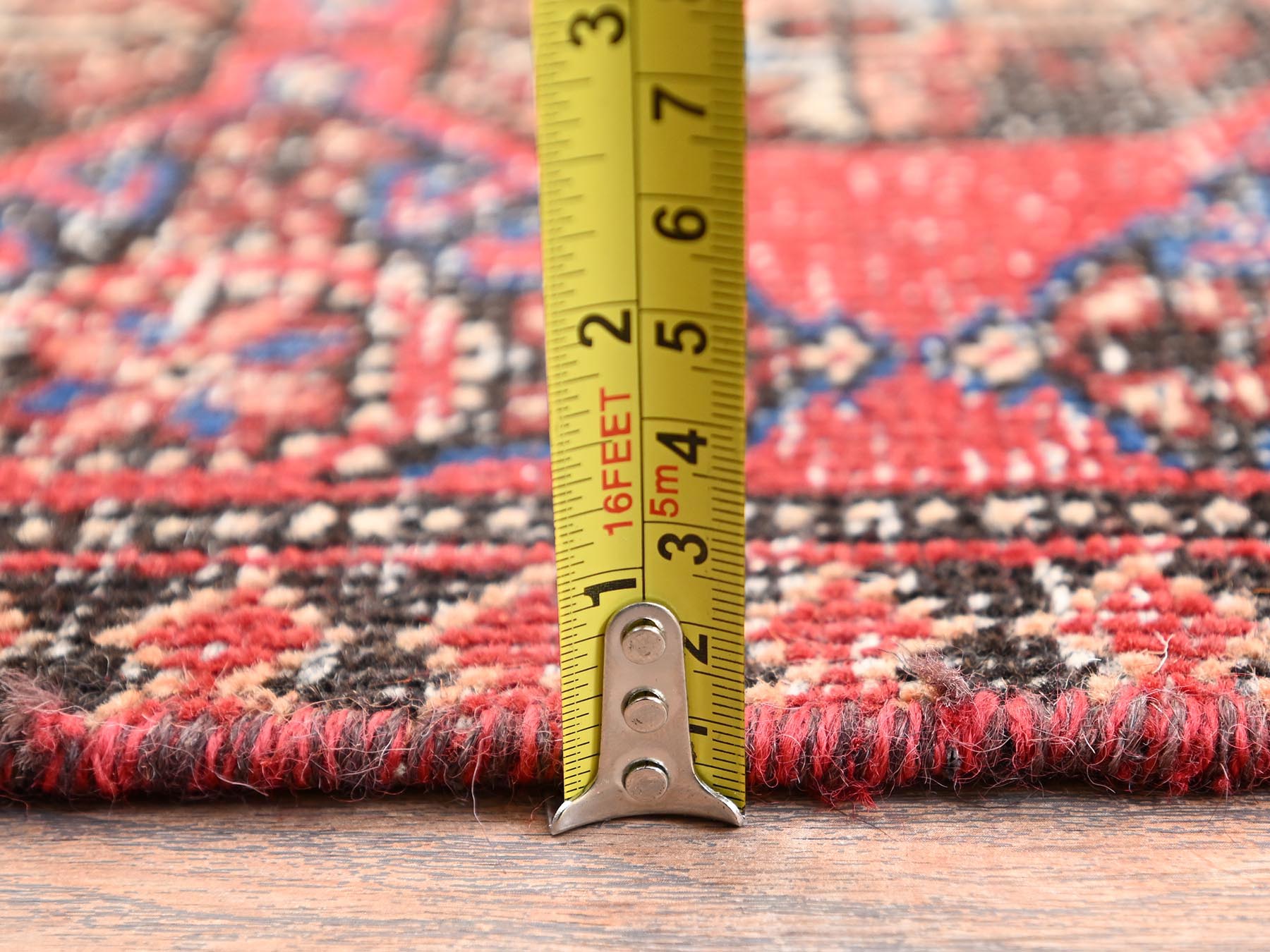 2'7"x9' Auburn Red, Vintage Turkoman, Washed, 100% Wool, Hand Knotted, Cropped Thin, Worn Out and Distressed, Even Wear, Sides and Ends Professionally Secured, Runner, Oriental Rug HR1526 - Image 6
