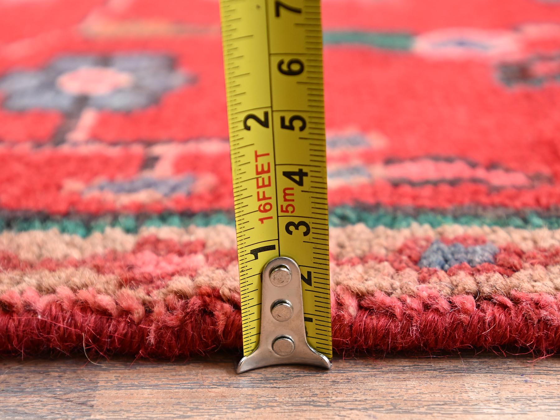 3'x9'1" Berry Red, Vintage Persian Lilahan with Flower Design, 100% Wool, Hand Knotted, Cropped Thin, Worn and Distressed, Sides and Ends Professionally Secured, Runner, Oriental Rug HR1557 - Image 6