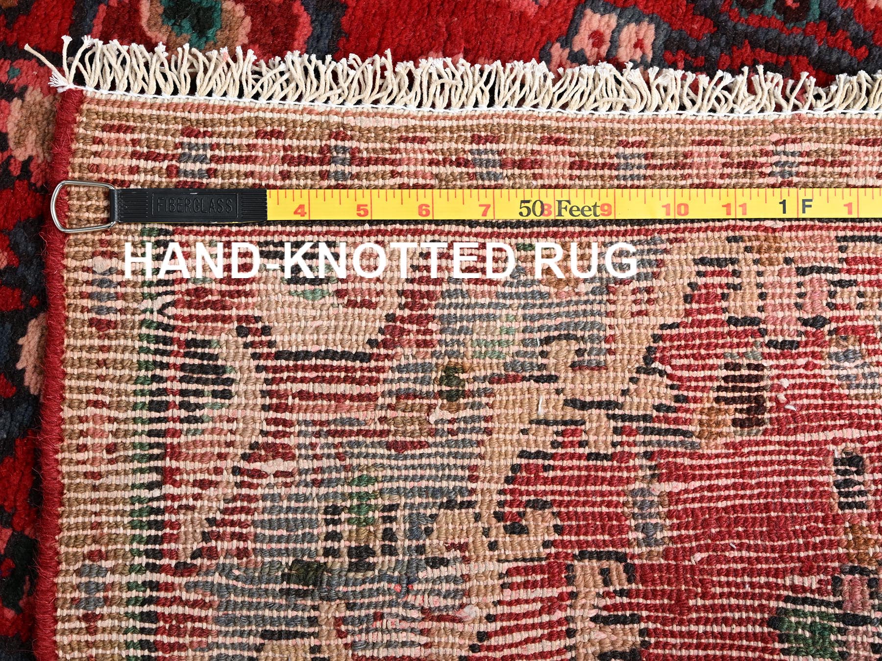 3'x9'1" Berry Red, Vintage Persian Lilahan with Flower Design, 100% Wool, Hand Knotted, Cropped Thin, Worn and Distressed, Sides and Ends Professionally Secured, Runner, Oriental Rug HR1557 - Image 7