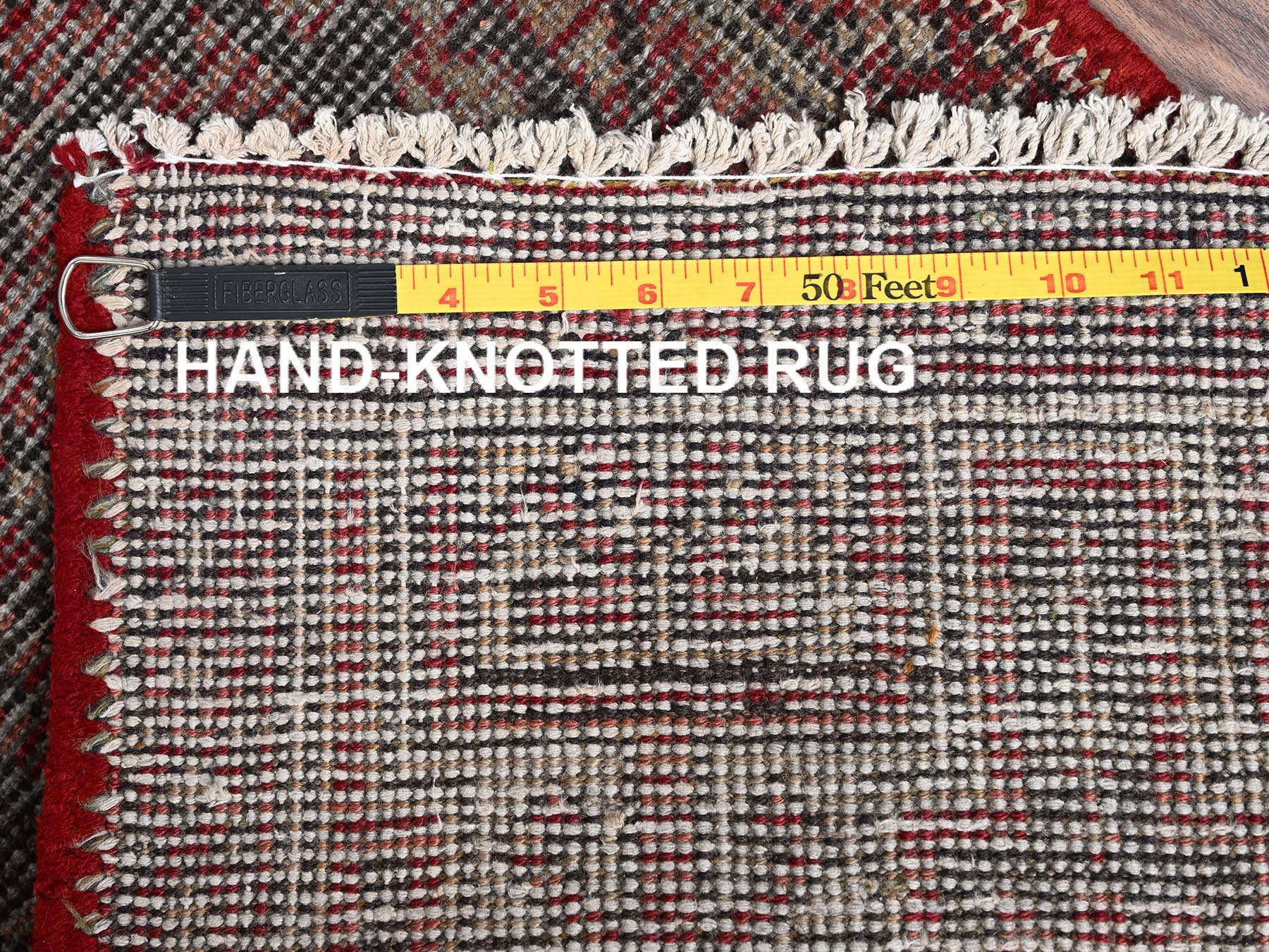 1'10"x5'8" Brick Red, Vintage Northwest Persian with Geometric Pattern, 100% Wool, Hand Knotted, Worn and Distressed, Cropped Thin, Sides and Ends Professionally Secured, Narrow Runner, Oriental Rug HR1560 - Image 7