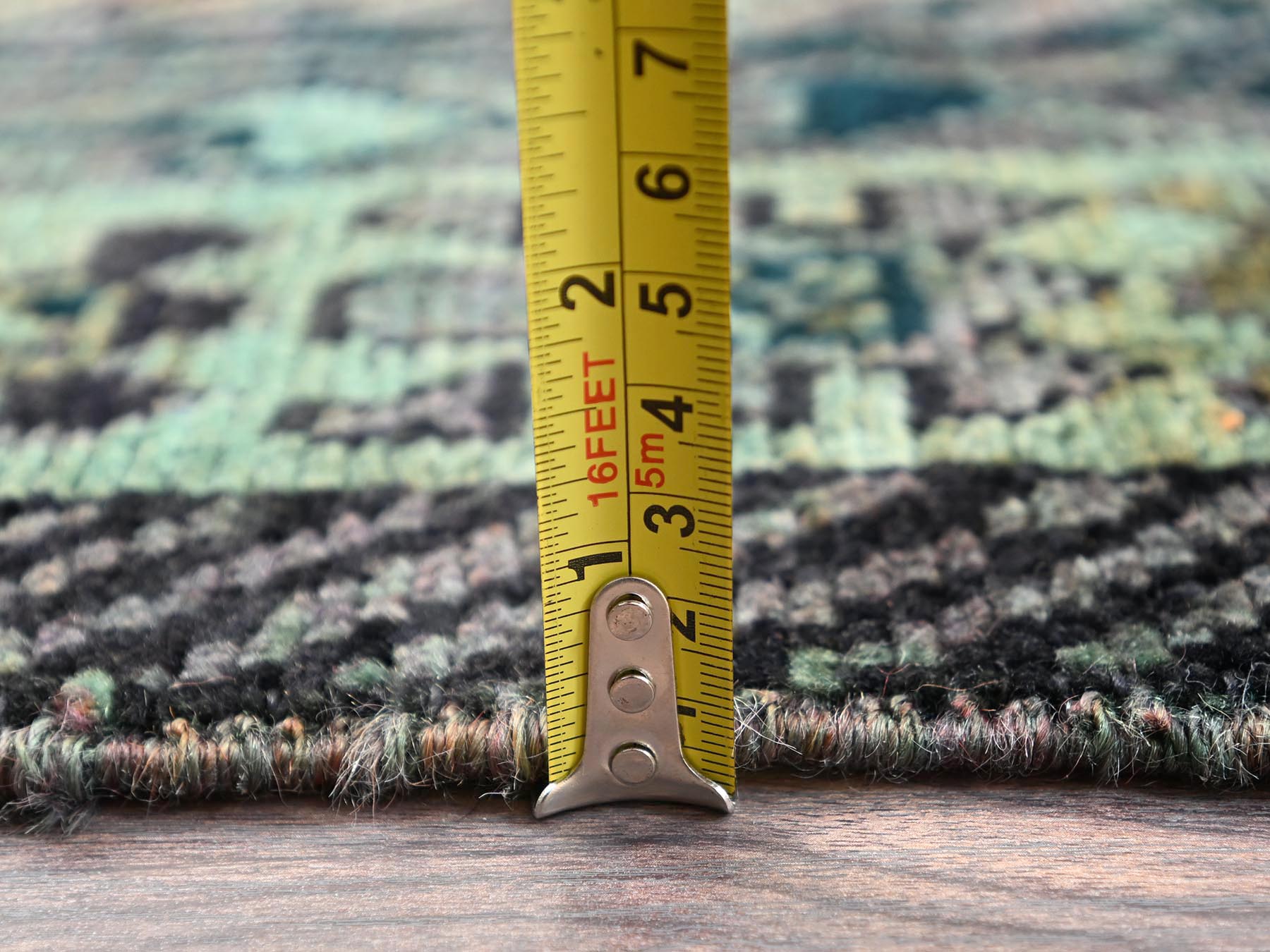 5'6"x7'4" Friar Brown, Overdyed, Vintage Persian Shiraz with Geometric Pattern, Worn and Distressed, Sheared Low, Zero Pile, Sides and Ends Professionally Secured, Hand Knotted, 100% Wool, Oriental Rug HR1574 - Image 6