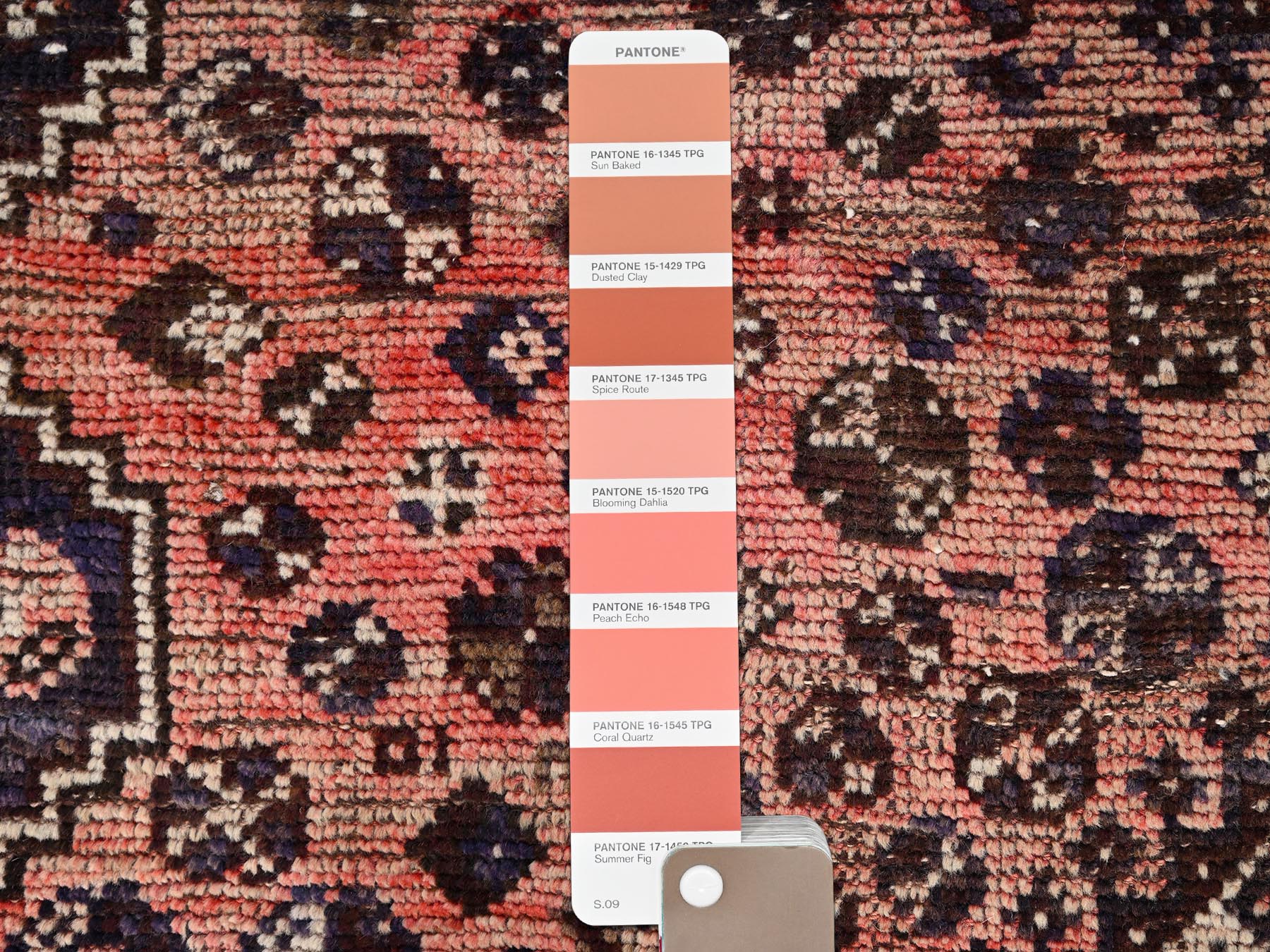 5'3"x6' Blush Red, Vintage Persian Shiraz with Geometric Medallion Design, Sheared Low, Even Wear, Zero Pile, Sides and Ends Professionally Secured, Hand Knotted, 100% Wool, Squarish, Oriental Rug HR1576 - Image 4