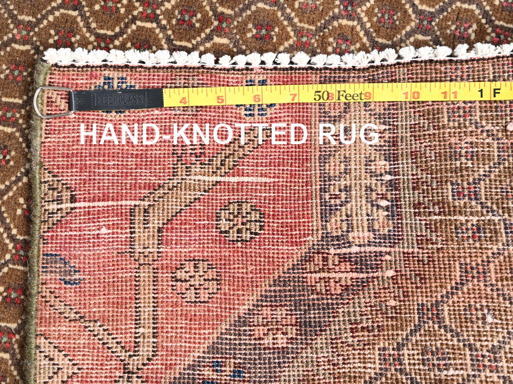 2'7"x7'10" Camel Brown, Vintage Persian Serab with Bird Figurines, Fragment, 100% Wool, Hand Knotted, Cropped Thin, Even Wear, Sides and Ends Professionally Secured, Clean, Runner, Oriental Rug HR1584 - Image 7