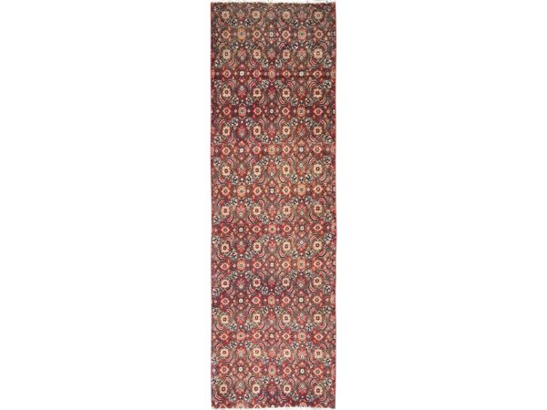 2'4"x8'1" Beaver Brown, Vintage Turkoman with Repetitive Design, 100% Wool, Hand Knotted, Sheared Low, Even Wear, Sides and Ends Professionally Secured, Good Condition, Narrow Runner, Oriental Rug HR1589