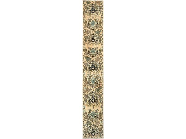 2'8"x18'3" Parchment White, Bijar Garus Design, High Mountain Wool, Vegetable Dyes, Aryana Grade, Hand Knotted, Soft Pile, Densely Woven, XL, Runner, Oriental Rug HR1626