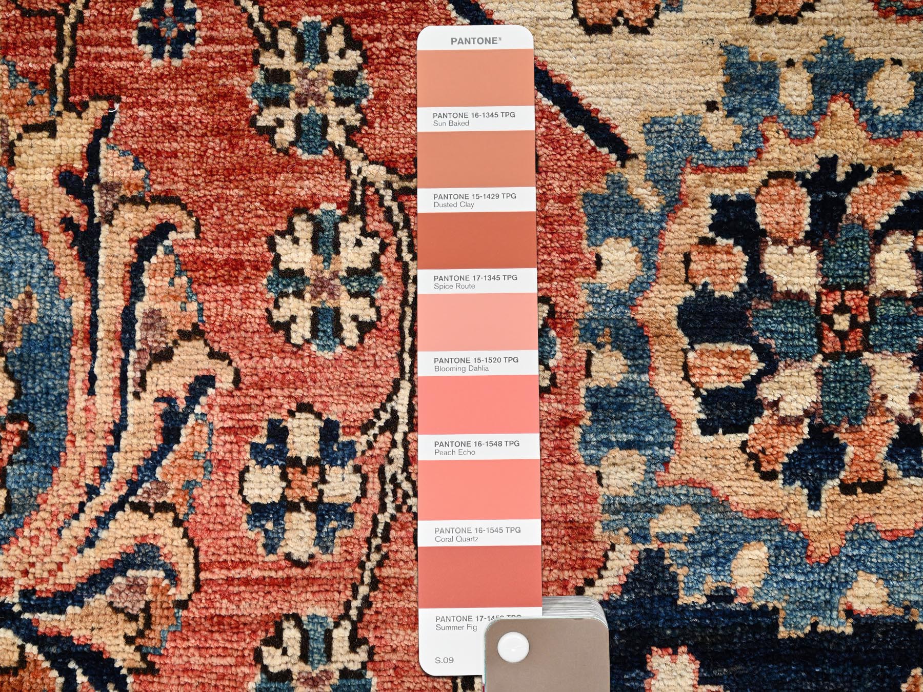 3'x5'10" Marmalade Orange, Aryana Collection, Antiqued Heriz Design, Vegetable Dyes, Soft Pile, High Mountain Wool, Hand Knotted, Densely Woven, Wide Runner, Oriental Rug HR1663 - Image 4