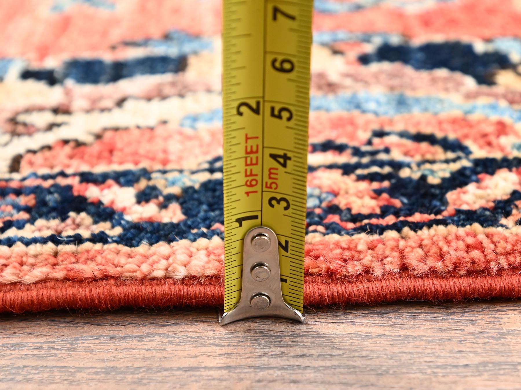 3'x5'10" Marmalade Orange, Aryana Collection, Antiqued Heriz Design, Vegetable Dyes, Soft Pile, High Mountain Wool, Hand Knotted, Densely Woven, Wide Runner, Oriental Rug HR1663 - Image 6