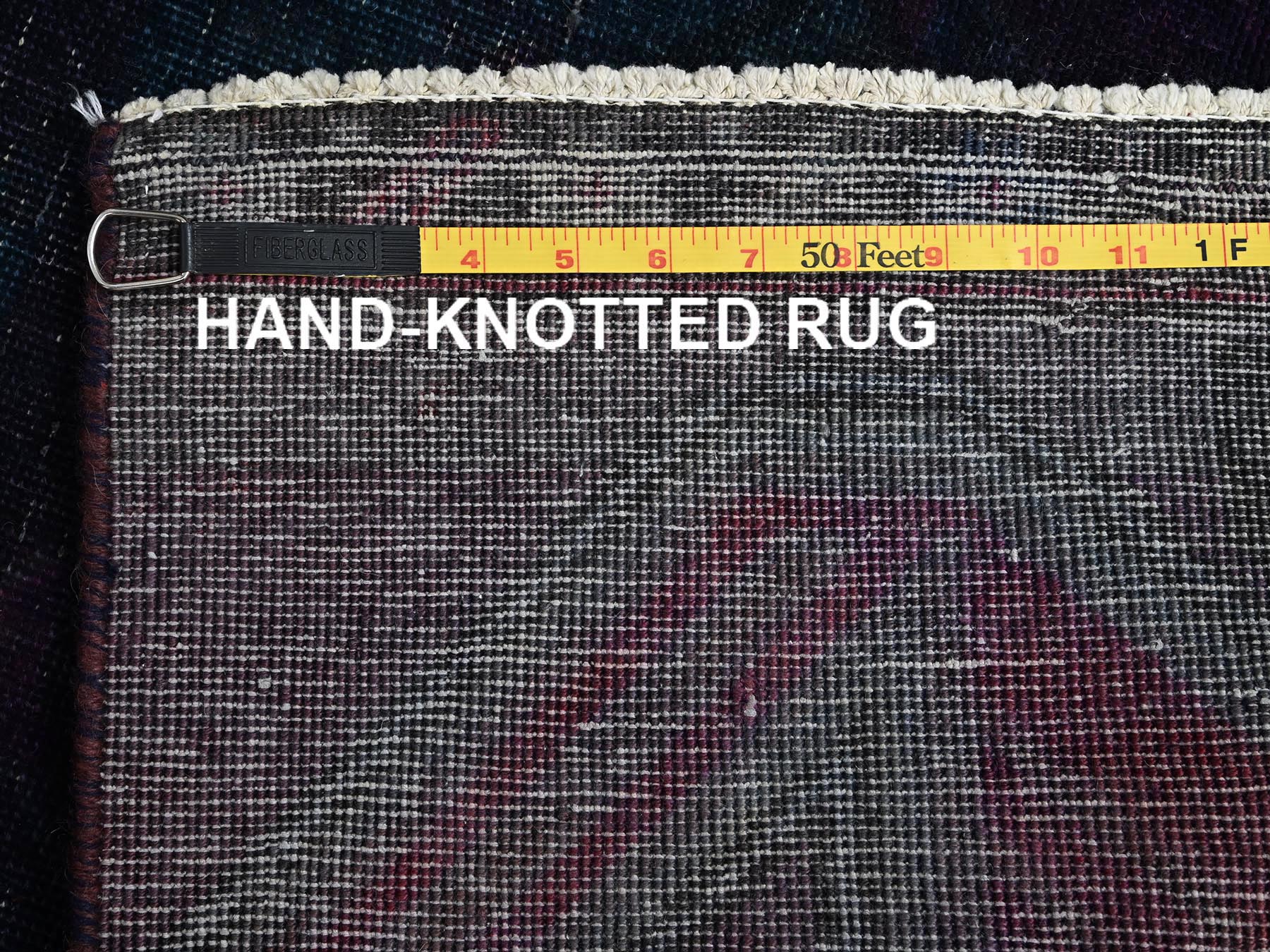 2'9"x8'6" Wine Red Overdyed, Vintage Northwest Persian with Geometric Pattern, 100% Wool, Hand Knotted, Sheared Low, Worn Down, Sides and Ends Professionally Secured, Good Condition, Runner, Oriental Rug HR1669 - Image 7