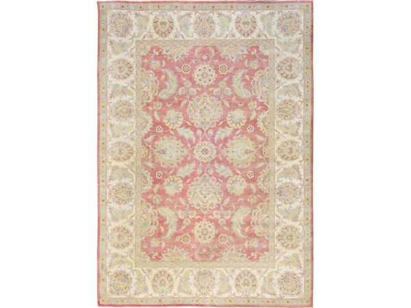 10'x14'5" Rouge Pink, Vintage Rajasthan, Washed, Clean and Soft, Full Pile, 100% Wool, Hand Knotted, Sides and Ends Secured, Oriental Rug HR2070