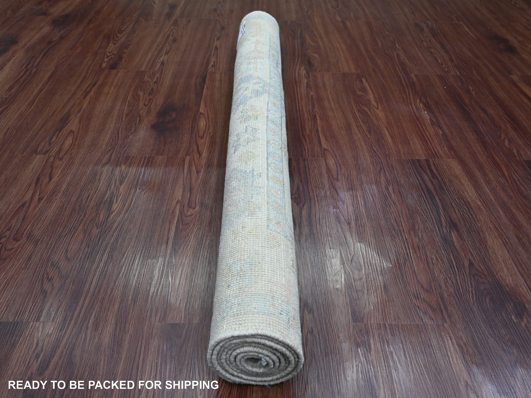4'x6' Pearl White, Hand Knotted, Afghan Angora Oushak with Geometric Leaf Pattern, Natural Dyes, 100% Wool, Oriental Rug HR20755 - Image 4