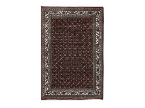 5'9"x8'9" Red Herati with All Over Design Hand Knotted 175 KPSI Wool Oriental Rug HR64088