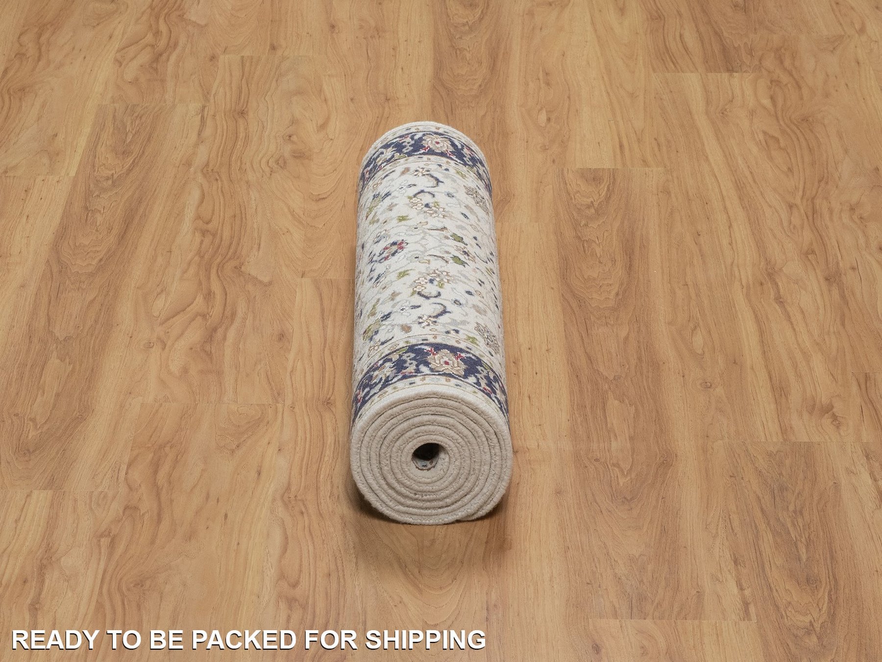 2'8"x8'3" Salt White, 250 KPSI, Nain with All Over Design, Hand Knotted, Wool and Silk, Soft Pile, Runner, Oriental Rug HR91995 - Image 6