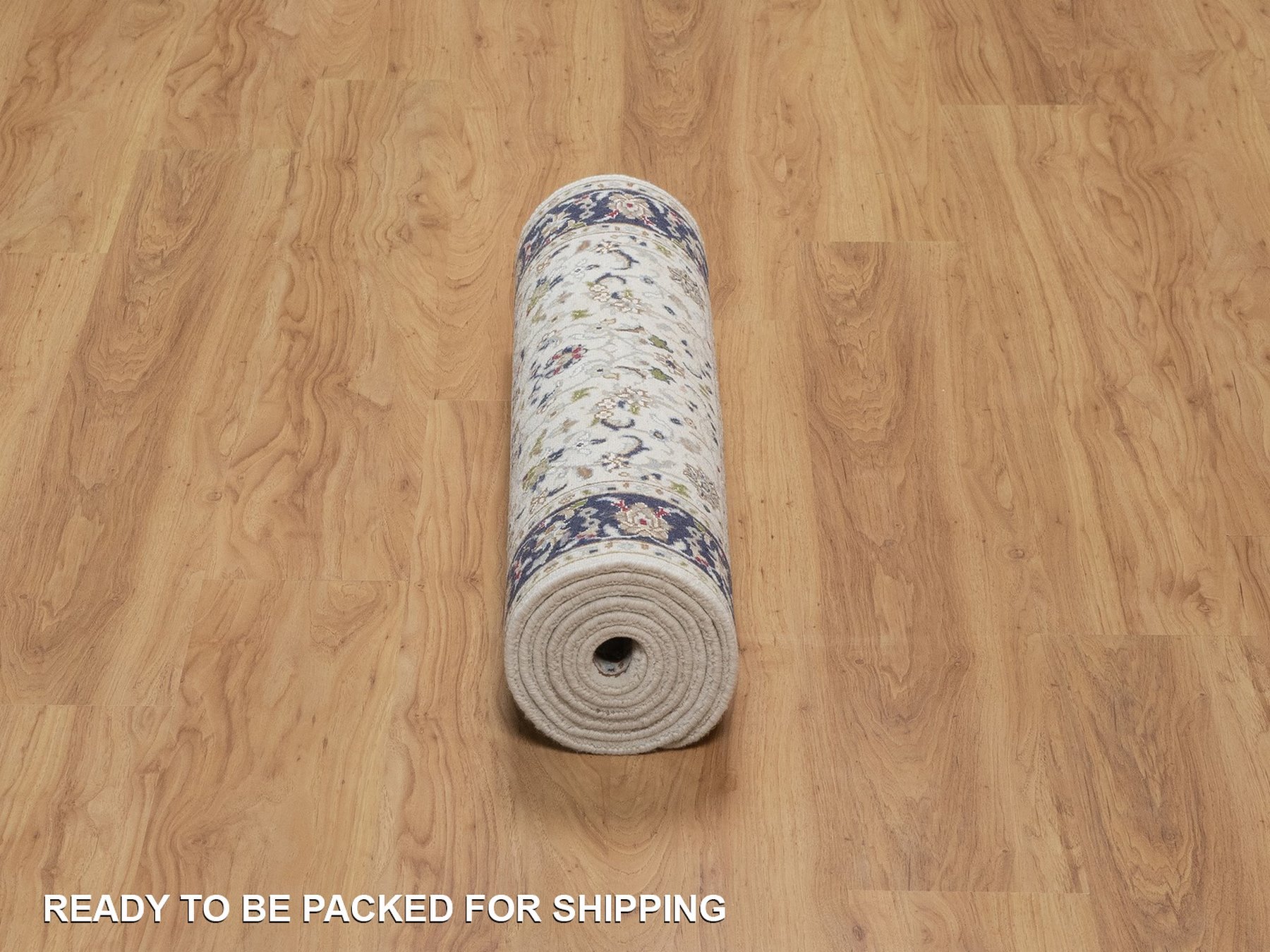 2'9"x8'3" Daisy White, Hand Knotted, 250 KPSI, Soft Pile, Wool and Silk, Nain with All Over Design, Runner, Oriental Rug HR91996 - Image 6