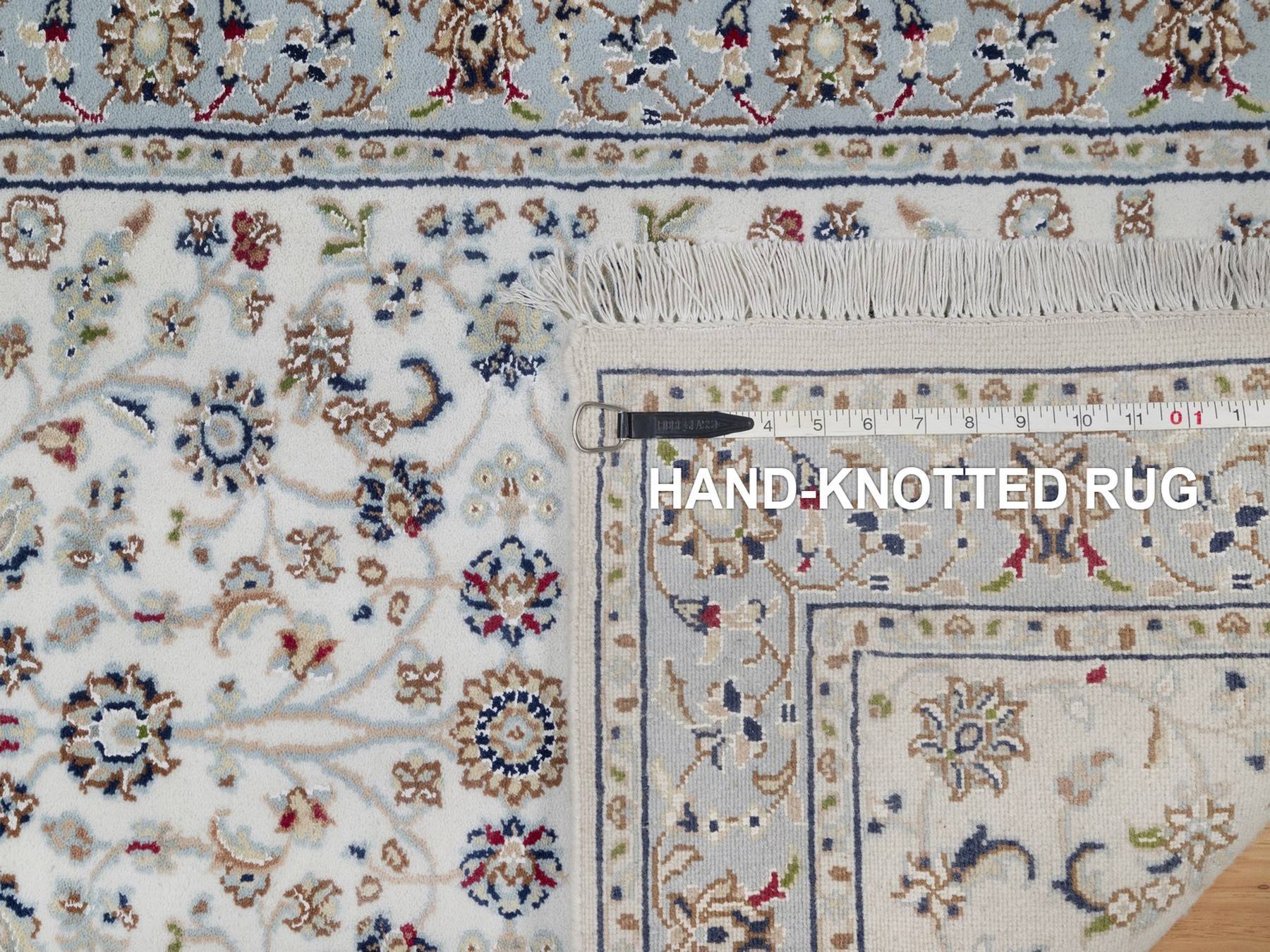 2'8"x10'3" Snow White, 250 KPSI, Soft Pile, Nain with All Over Design, Wool and Silk, Hand Knotted, Runner, Oriental Rug HR92004 - Image 8