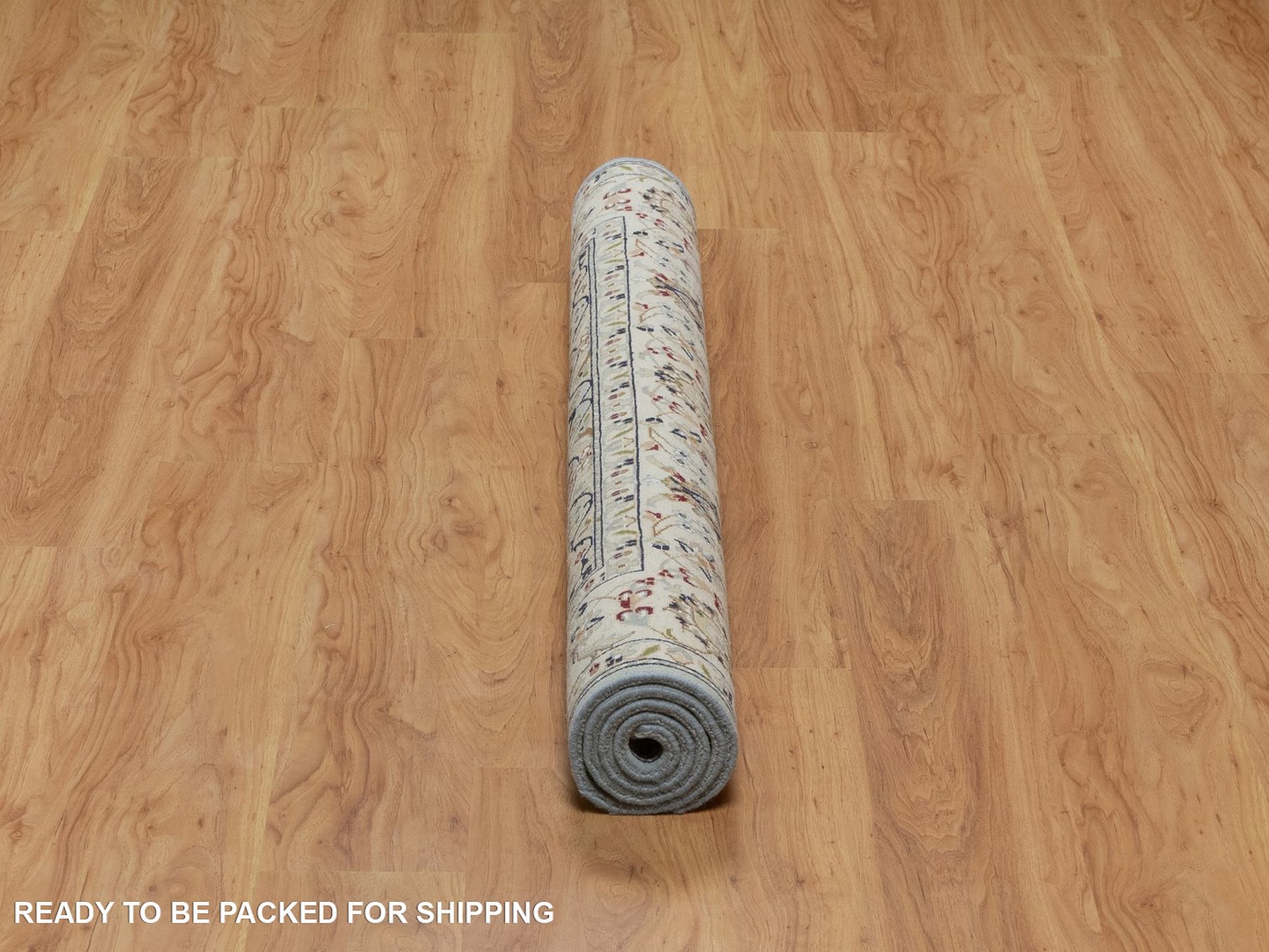 5'x5' Light Blue, 250 KPSI, Nain with Flower Medallion Design, Soft Pile, Wool and Silk, Hand Knotted, Square, Oriental Rug HR92007 - Image 6