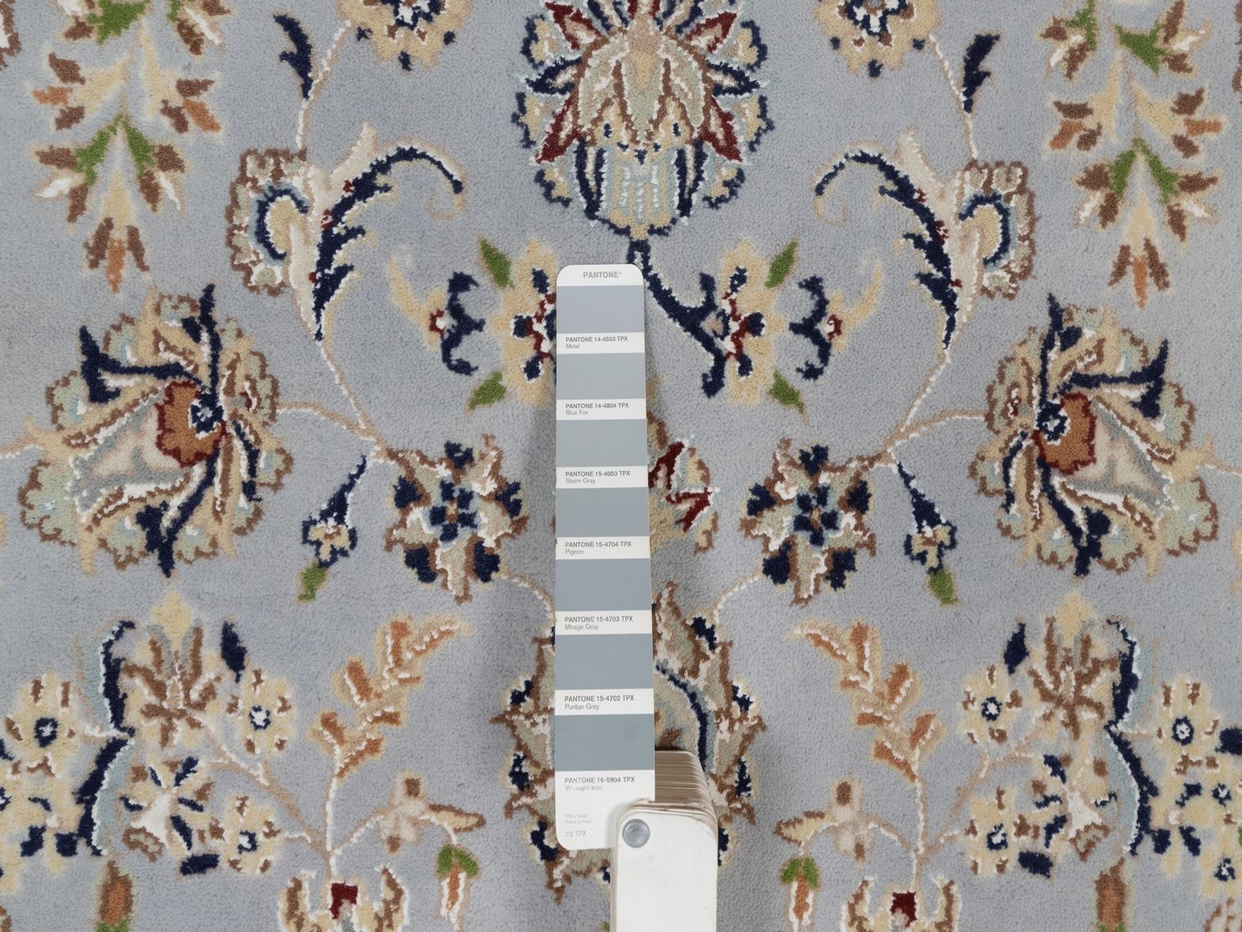 6'1"x9'4" Beau Blue, Nain with Flower Medallion Design, Wool and Silk, 250 KPSI, Soft Pile, Hand Knotted, Oriental Rug HR92028 - Image 7