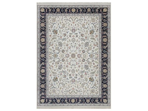 8'9"x12'2" Pearl White, Hand Knotted, 250 KPSI, Soft Pile, Wool and Silk, Nain with All Over Design, Oriental Rug HR92110