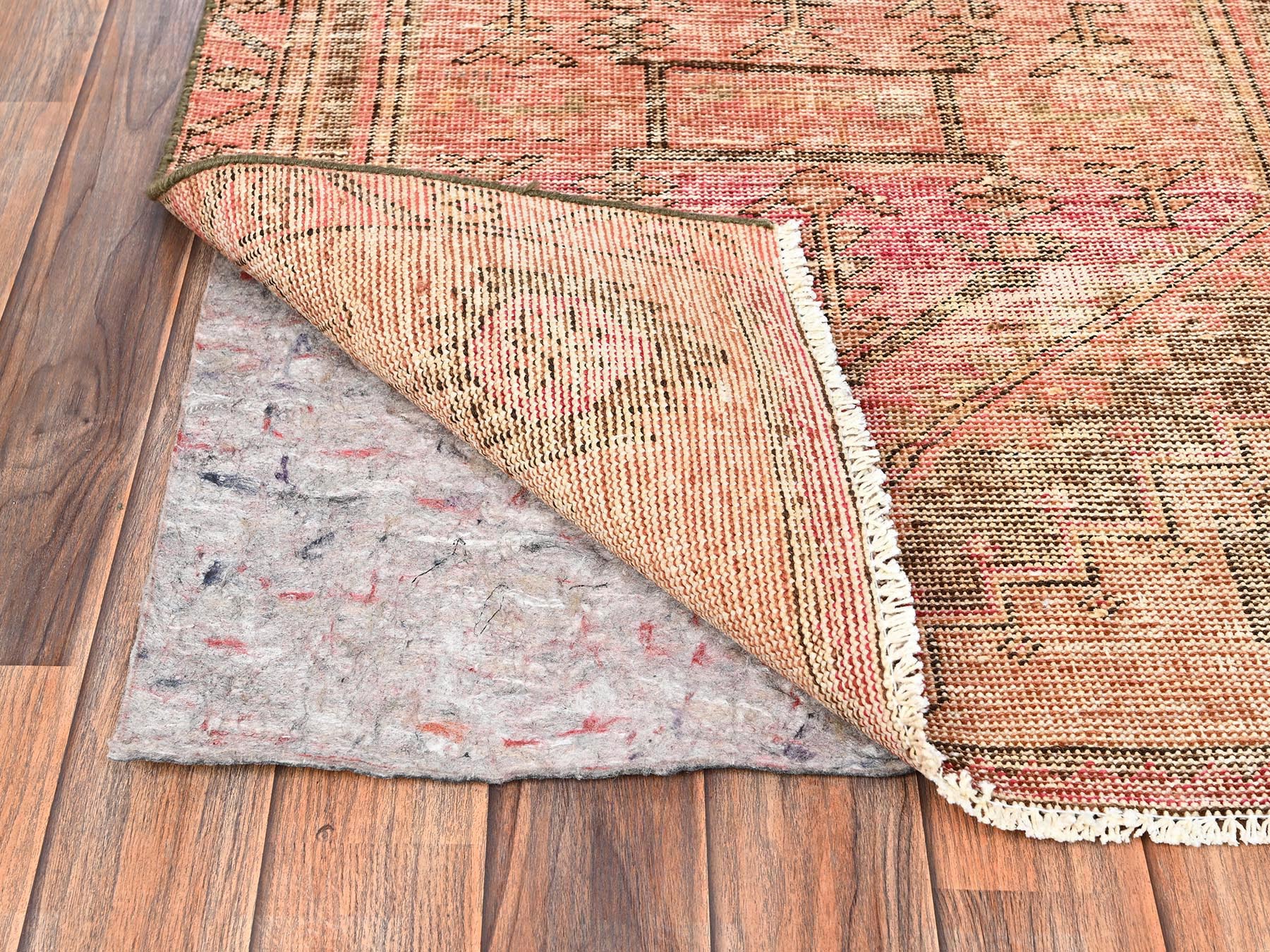 2'9"x9'1" Sand Brown, Vintage Northwest Persian with Serrated Medallions, 100% Wool, Hand Knotted, Worn and Distressed, Cropped Thin, Sides and Ends Professionally Secured, Runner, Oriental Rug HR1685 - Image 3