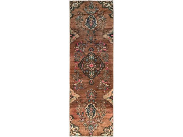 2'9"x8'6" Caramel Brown, Vintage Persian Lilahan, Worn and Distressed, Sheared Low, Zero Pile, Sides and Ends Professionally Secured, Hand Knotted, 100% Wool, Runner, Oriental Rug HR1701