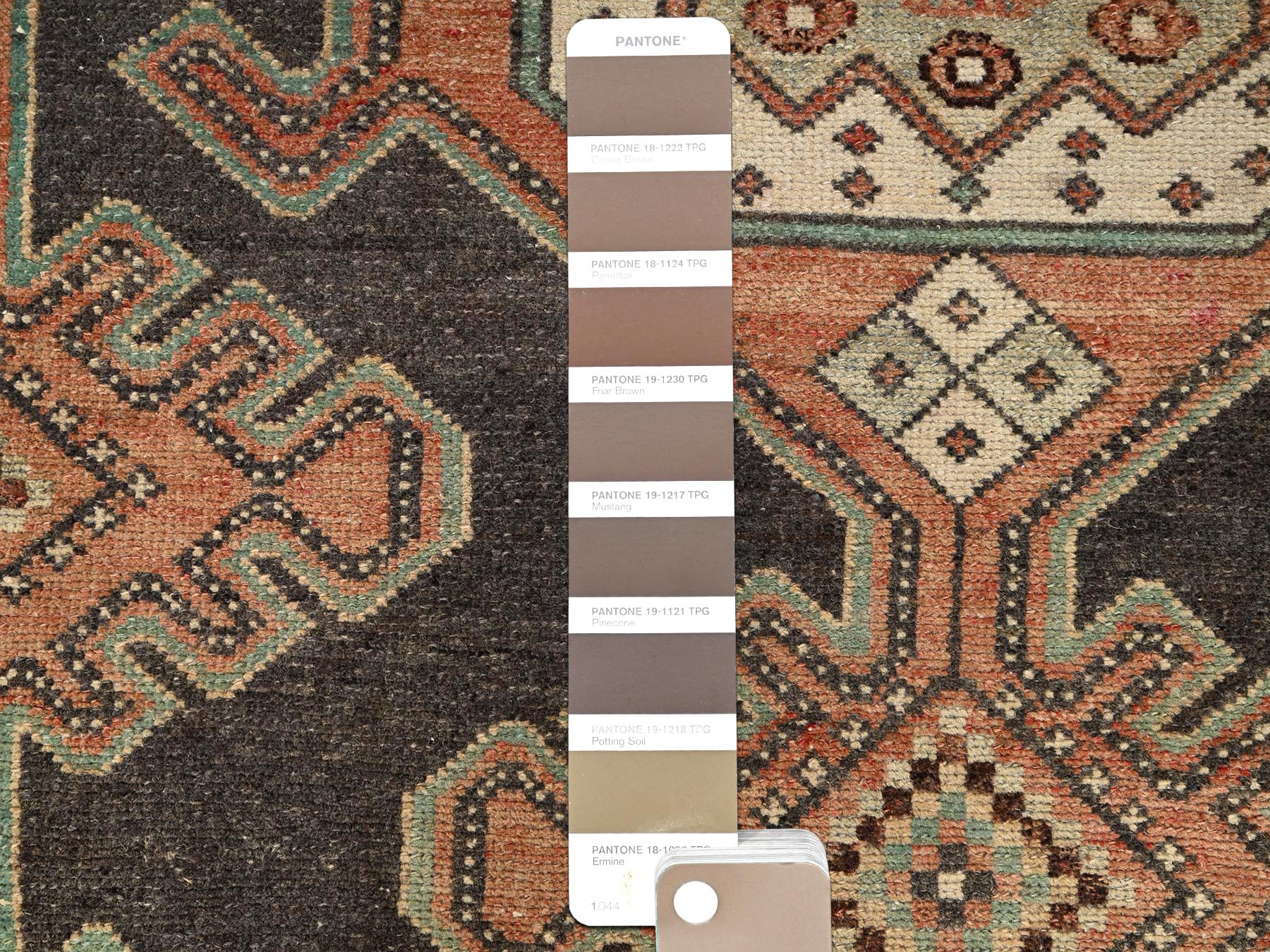 2'10"x9' Chocolate Brown, Vintage Northwest Persian with Geometric Medallions Design, 100% Wool, Hand Knotted, Cropped Thin, Even Wear, Sides and Ends Professionally Secured, Good Condition, Runner, Oriental Rug HR1716 - Image 4