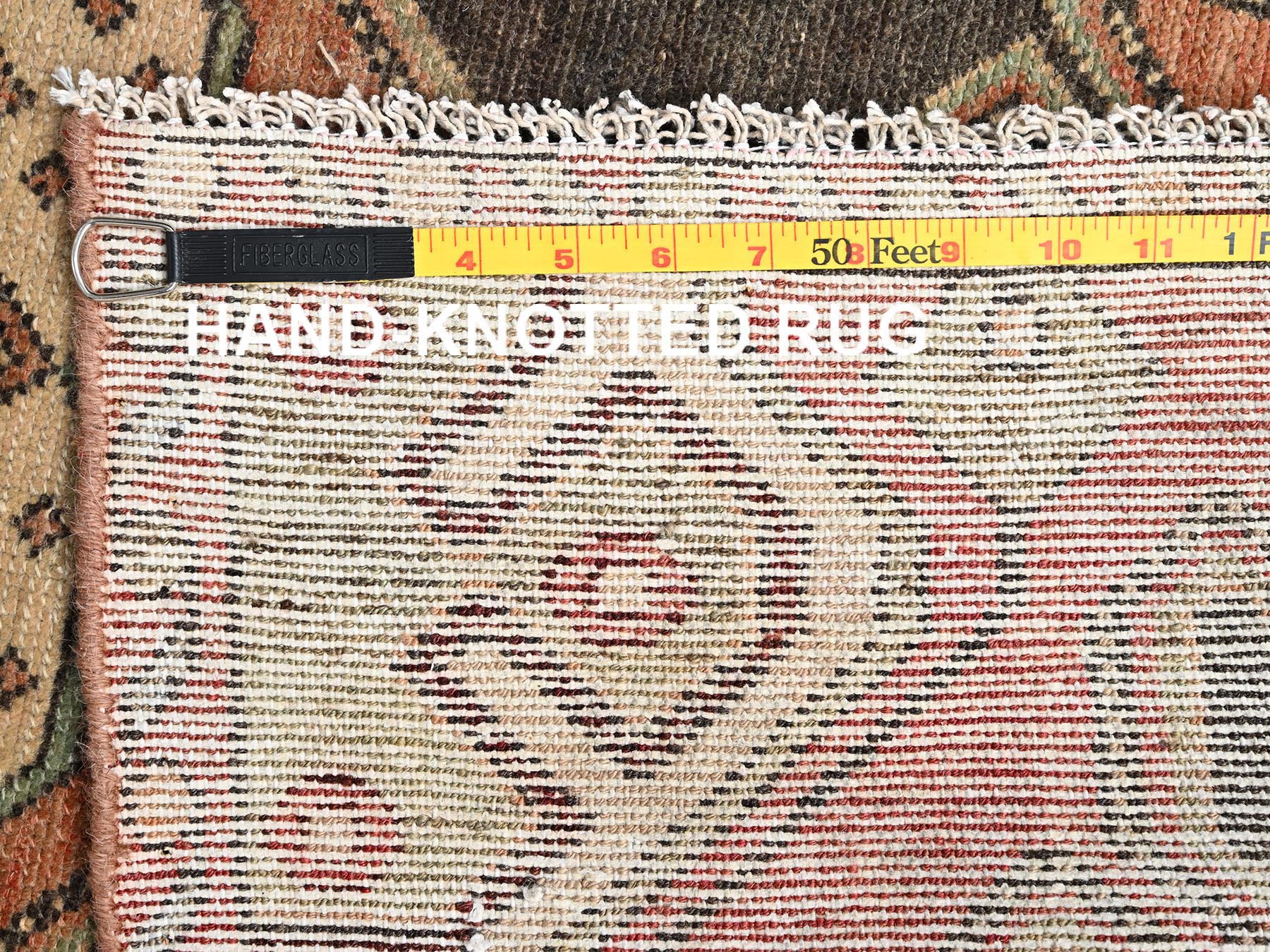 2'10"x9' Chocolate Brown, Vintage Northwest Persian with Geometric Medallions Design, 100% Wool, Hand Knotted, Cropped Thin, Even Wear, Sides and Ends Professionally Secured, Good Condition, Runner, Oriental Rug HR1716 - Image 7