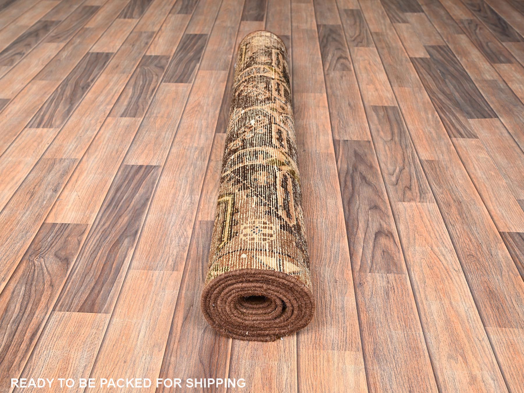 3'5"x9'3" Chocolate Brown, Vintage Persian Bakhtiar, Hand Knotted, 100% Wool, Worn and Distressed, Sheared Low, Zero Pile, Sides and Ends Professionally Secured, Wide Runner, Oriental Rug HR1724 - Image 5
