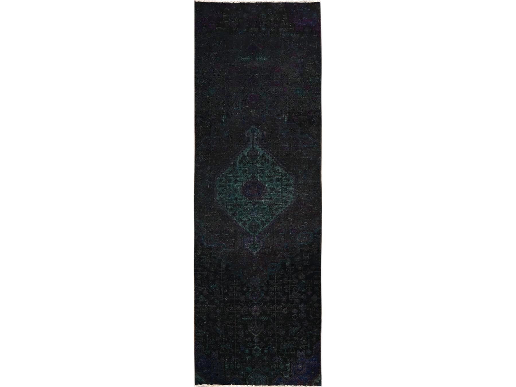 2'10"x9' Wine Red, Overdyed, Vintage Persian Bakhtiar, Hand Knotted, 100% Wool, Worn and Distressed, Sheared Low, Zero Pile, Sides and Ends Professionally Secured, Runner, Oriental Rug HR1764