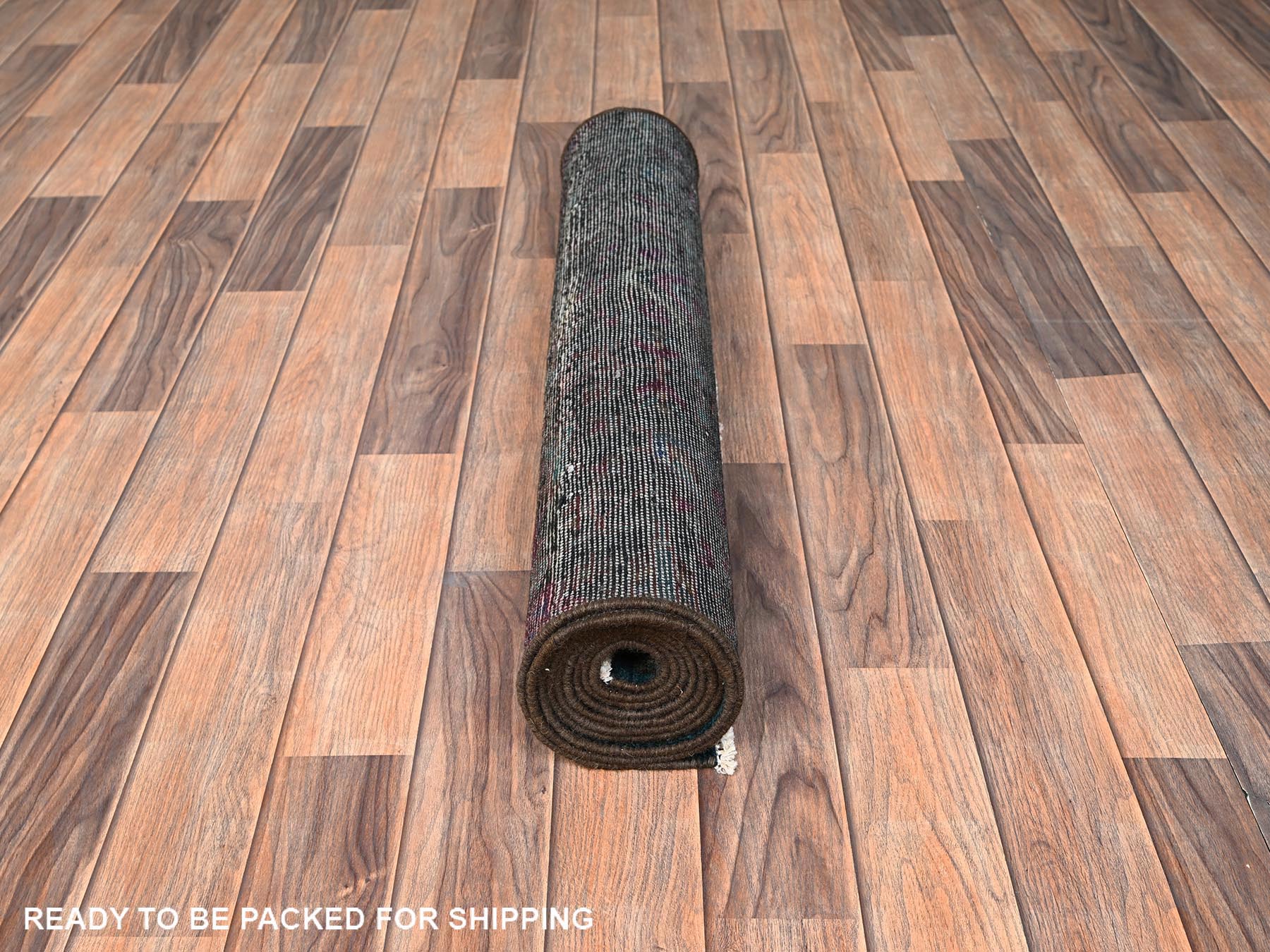 2'10"x9' Wine Red, Overdyed, Vintage Persian Bakhtiar, Hand Knotted, 100% Wool, Worn and Distressed, Sheared Low, Zero Pile, Sides and Ends Professionally Secured, Runner, Oriental Rug HR1764 - Image 5