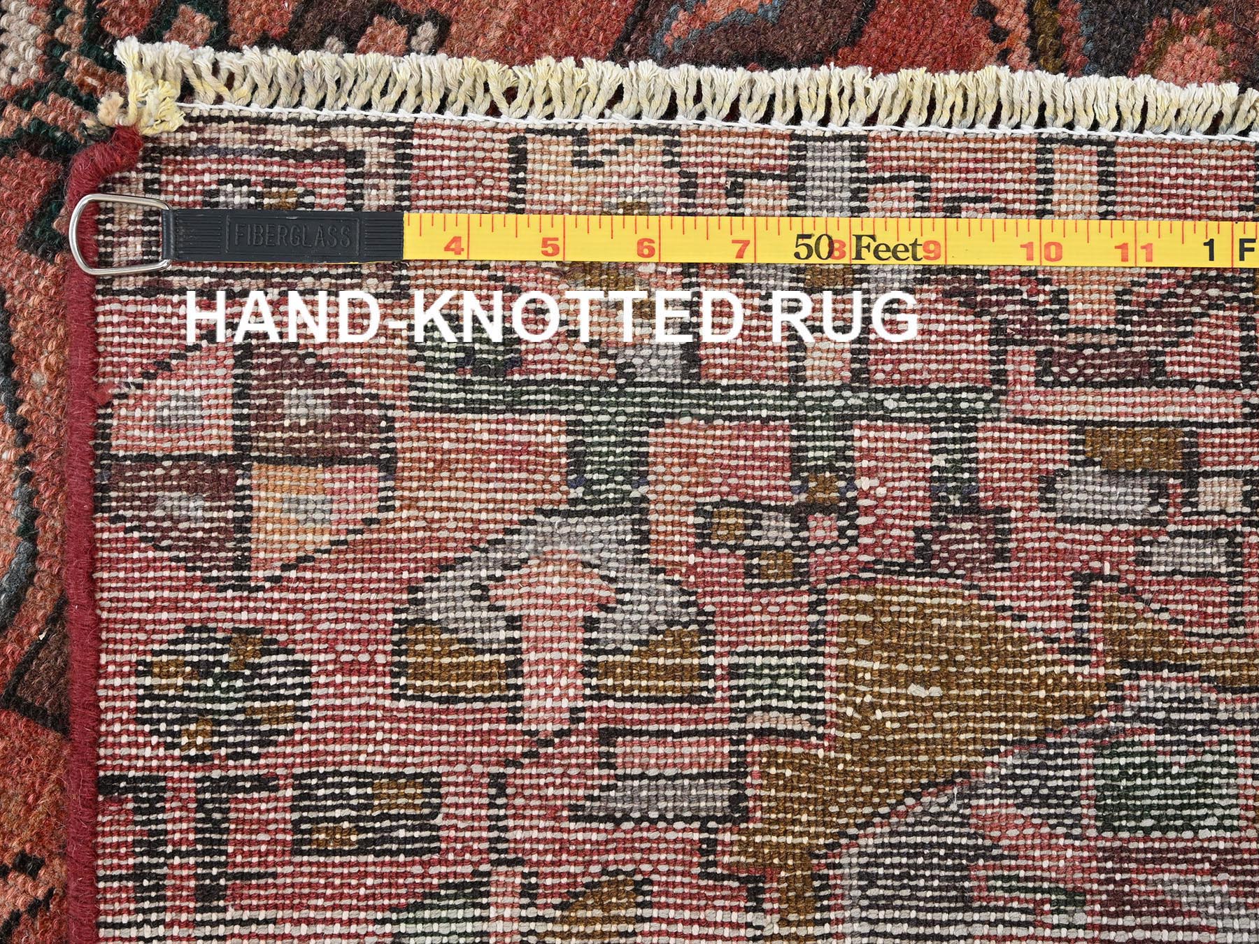 2'10"x9'9" Blush Red, Vintage Persian Karajeh with Medallions Design, Worn Down and Distressed, Cropped Thin, 100% Wool, Hand Knotted, Zero Pile, Sides and Ends Professionally Secured, Runner, Oriental Rug HR1800 - Image 7