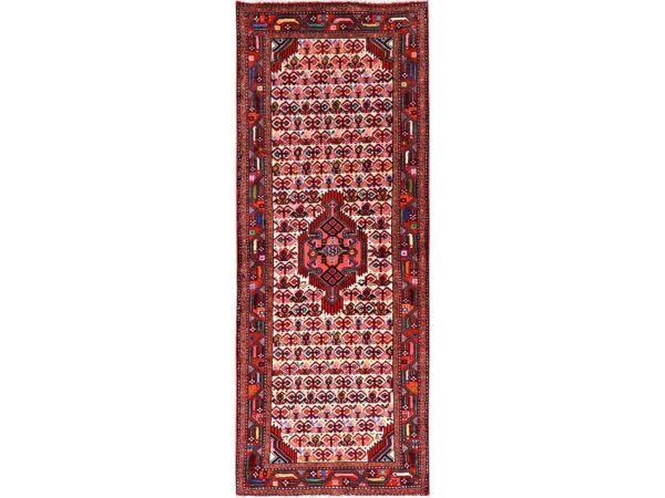 2'4"x6'4" Alabaster White, New Persian Sarouk Mir with Geometric Medallion, Full Pile and Soft, Hand Knotted, Pure Wool, Runner, Oriental Rug HR1884