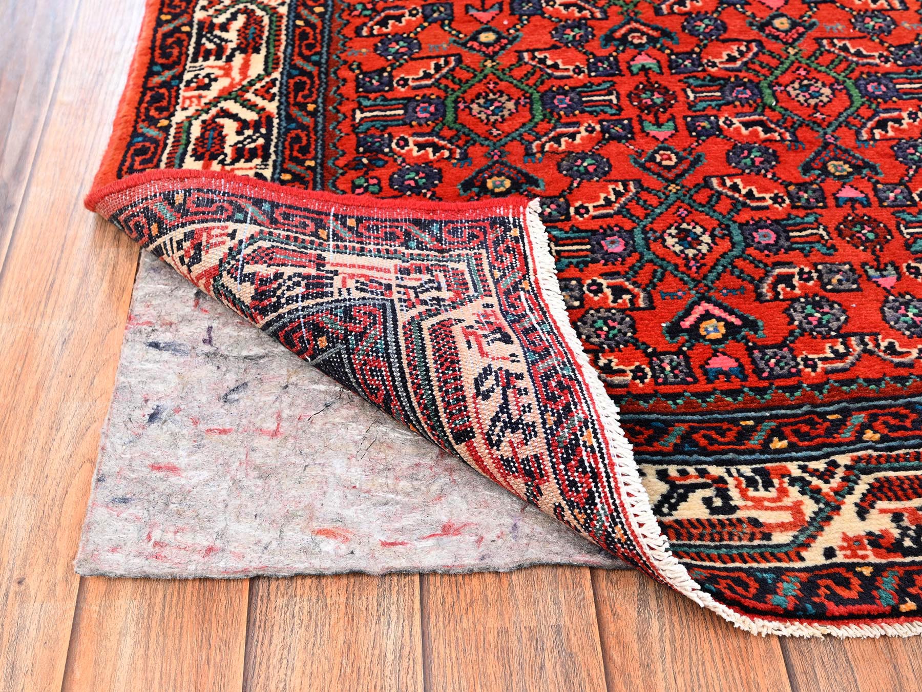 2'10"x9'5" Chili Red, New Persian Hussainabad with All Over Design, Full Pile and Soft, Hand Knotted, Pure Wool, Runner, Oriental Rug HR1892 - Image 3