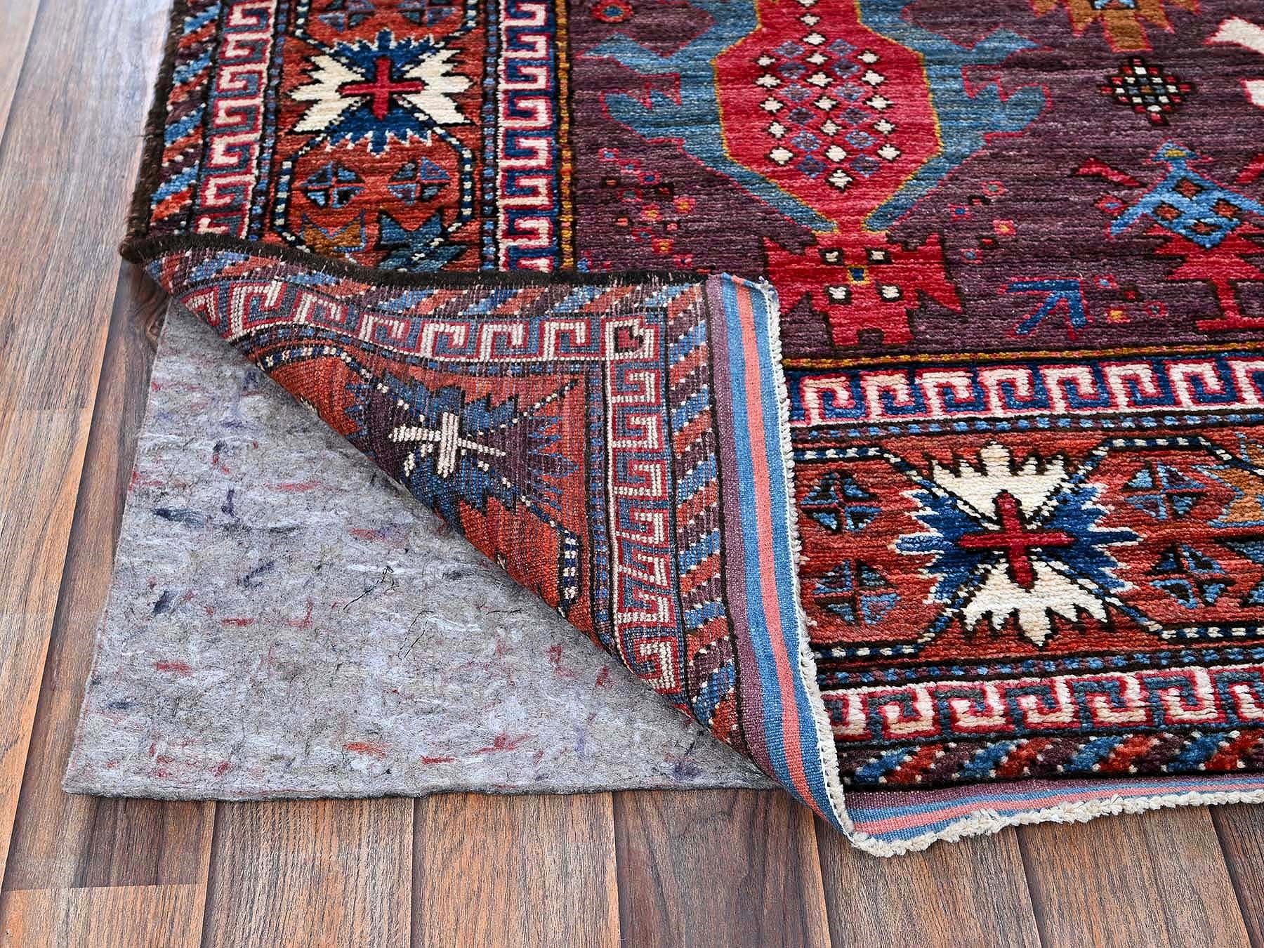 6'x8'6" Alabaster White, Afghan Ersari with Turkish Knot, Caucasian Design Revival, Ancient Bird Figurines, Vegetable Dyes, Densely Woven, Hand Knotted, Soft Wool, Oriental Rug HR589 - Image 5