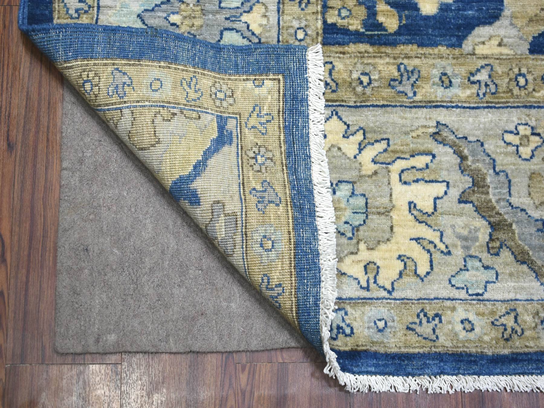 8'10"x12'4" Denim Blue, Soft Wool Hand Knotted, Fine Peshawar with All Over Flower Design Densely Woven, Oriental Rug HR71940 - Image 4